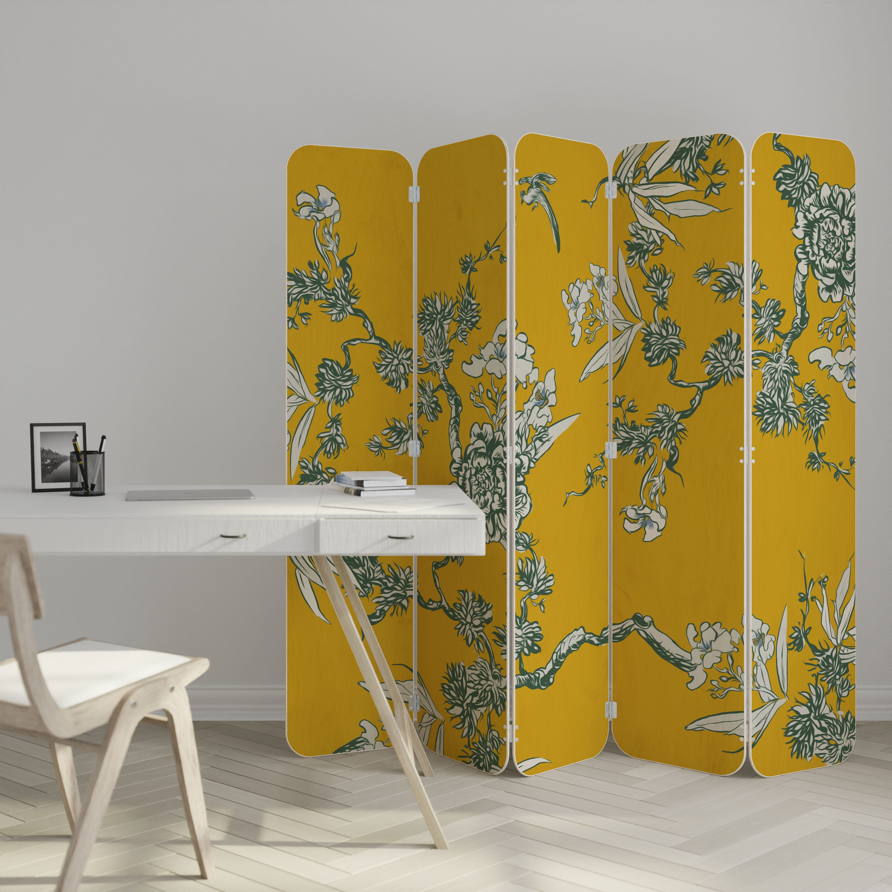 YELLOW CHINOISERIE Parawan 5-skrzydłowy