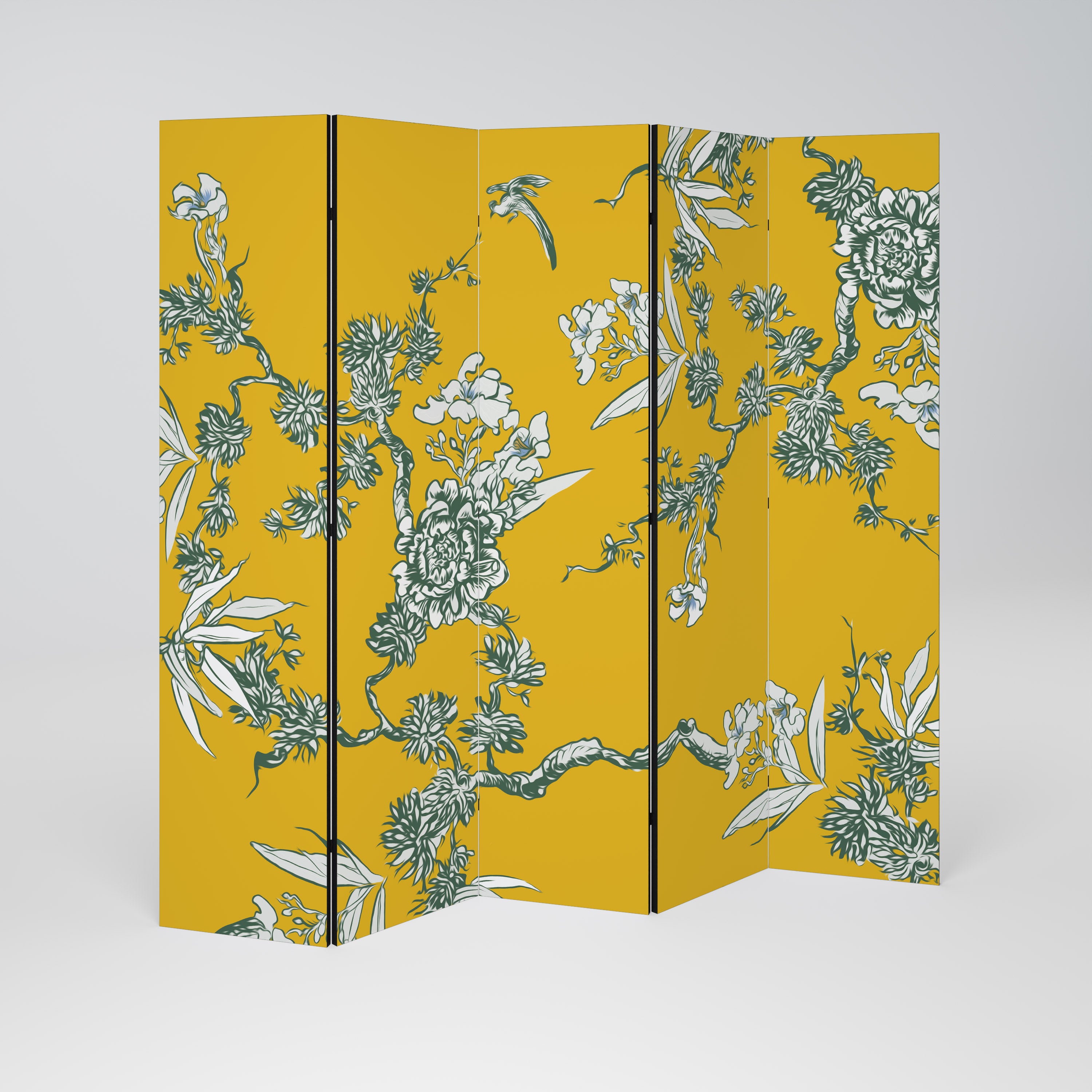 YELLOW CHINOISERIE Dekoracyjny parawan 5-skrzydłowy