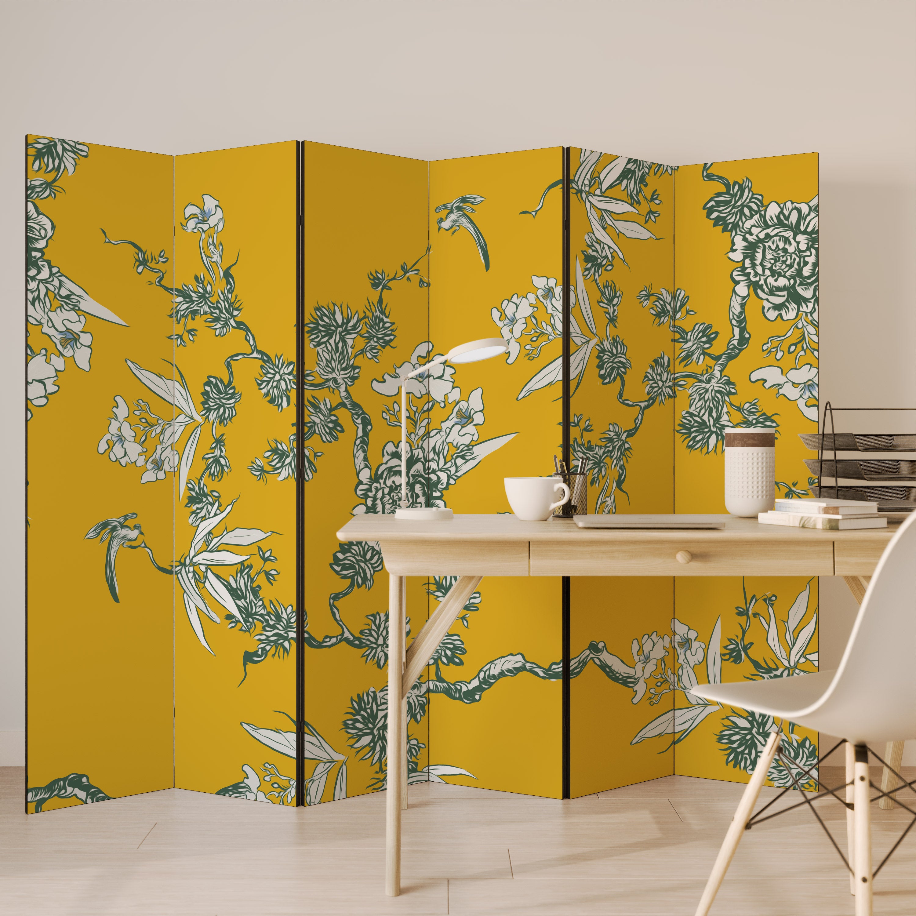 YELLOW CHINOISERIE Dekoracyjny parawan 6-skrzydłowy