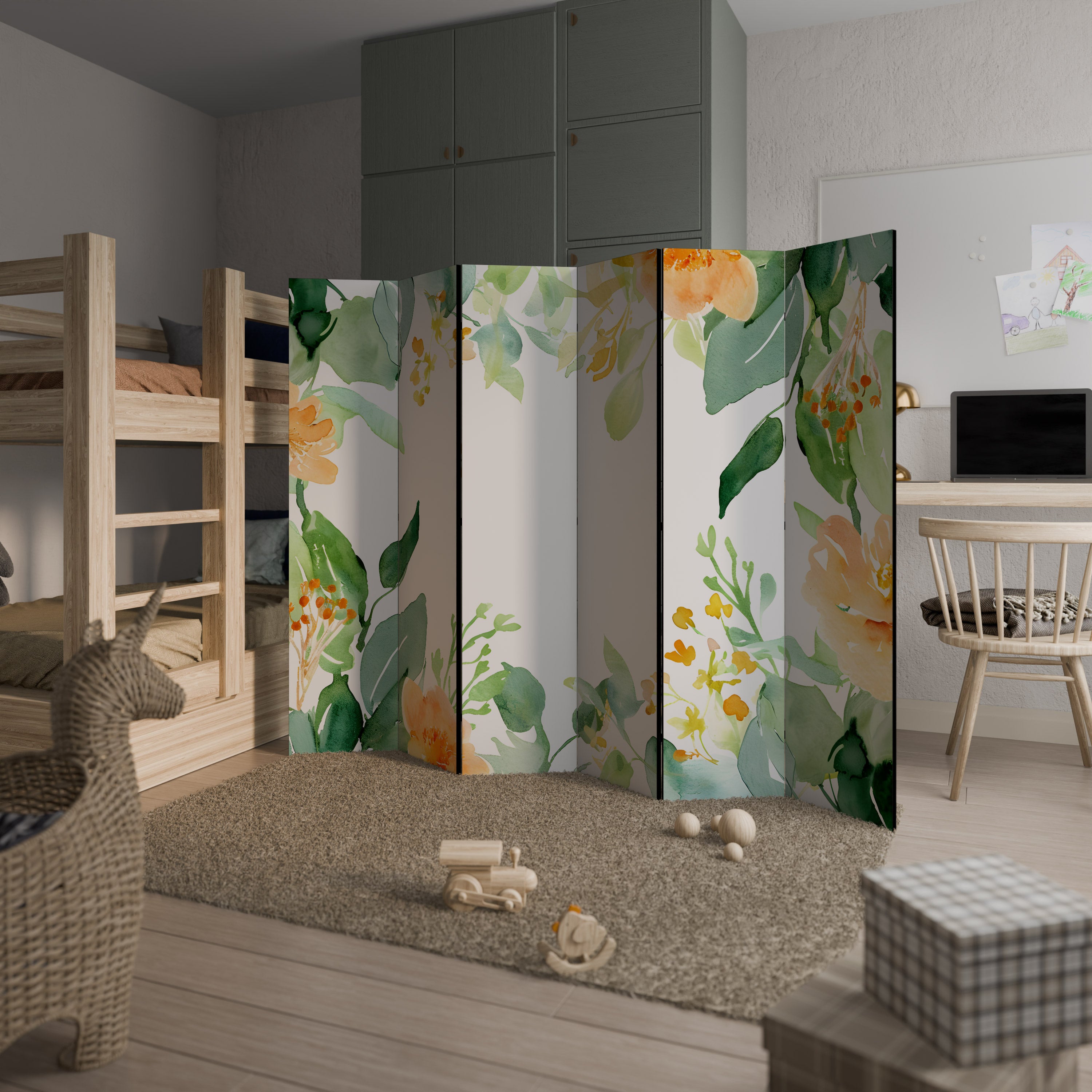 FLORAL SERENITY SPLIT Dekoracyjny parawan 6-skrzydłowy