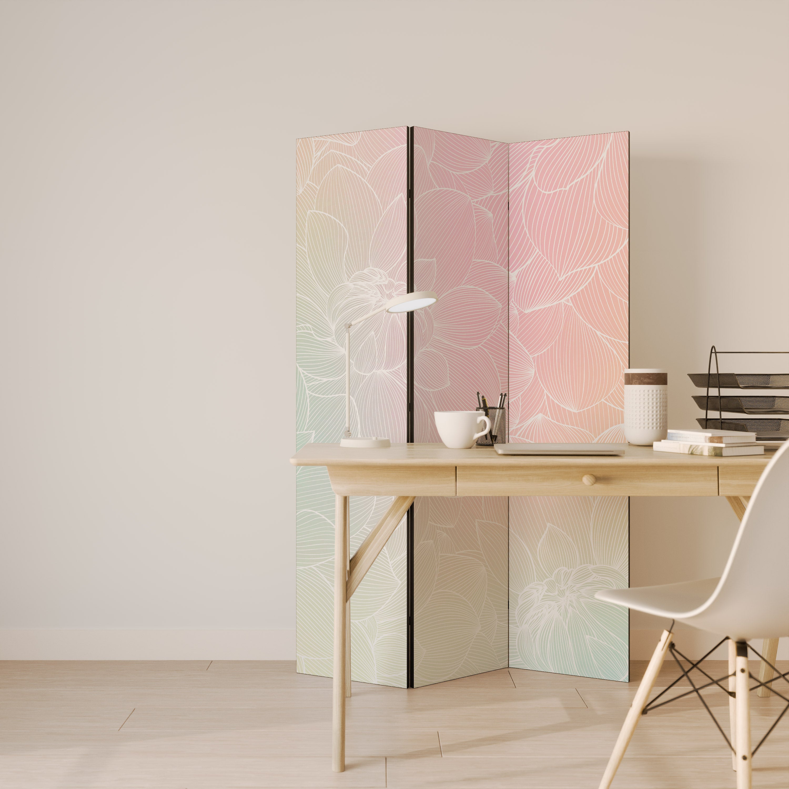 ELEGANT FLORAL FUSION Dekoracyjny parawan 3-skrzydłowy