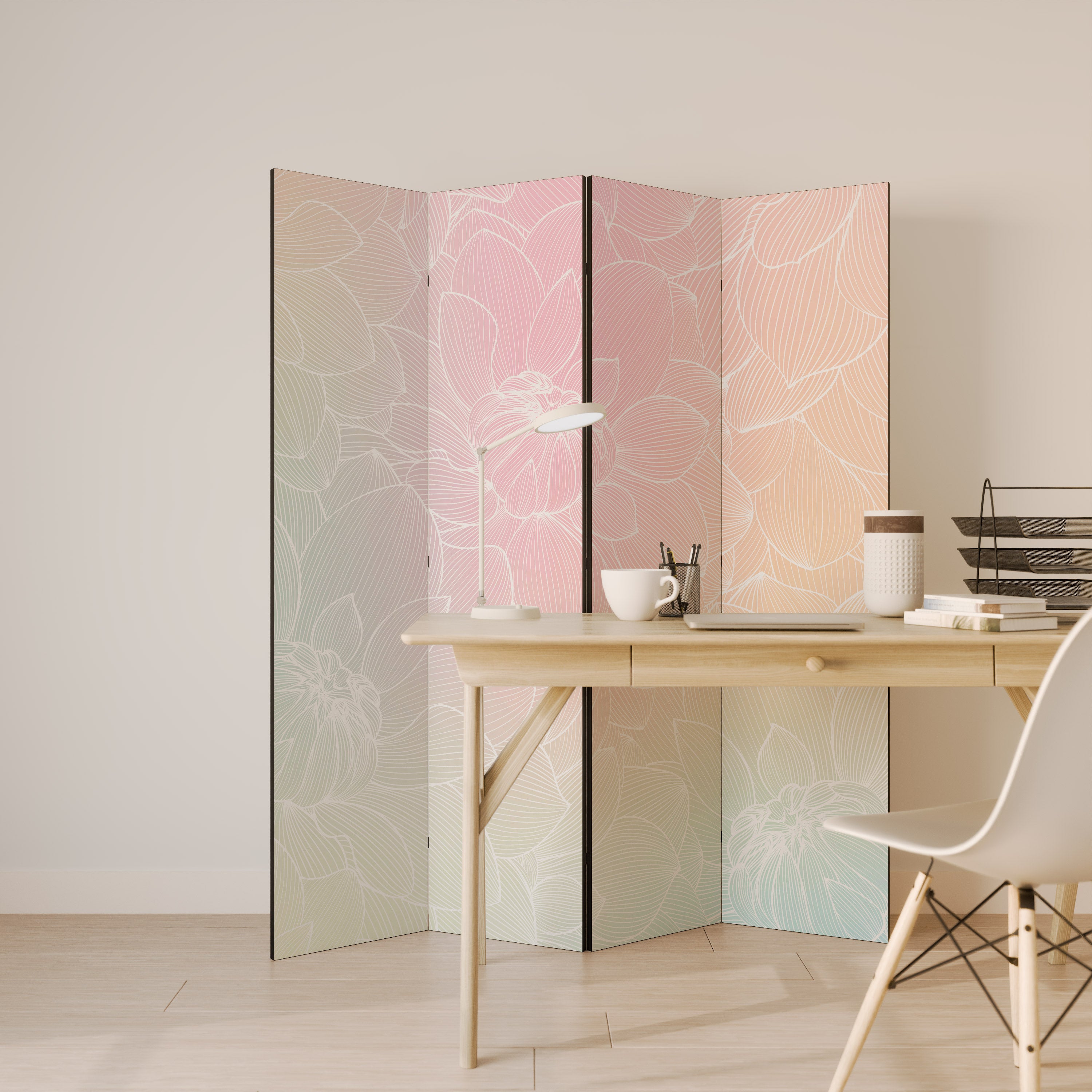 ELEGANT FLORAL FUSION Dekoracyjny parawan 4-skrzydłowy