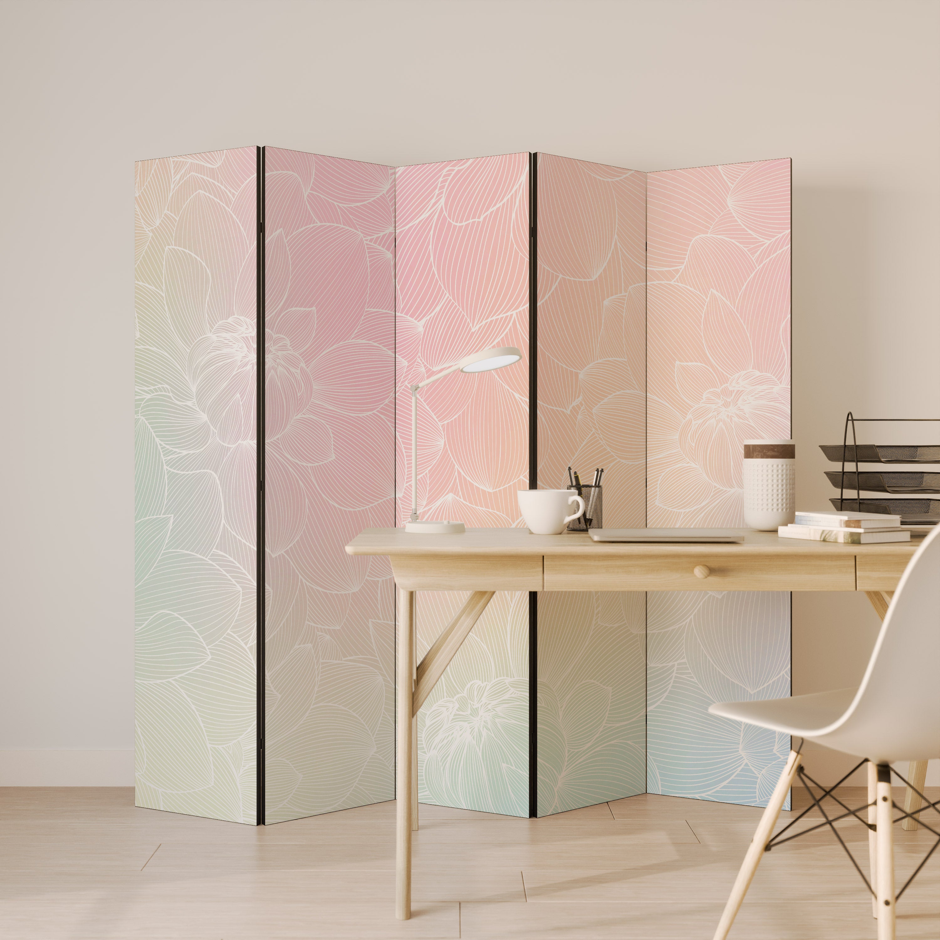 ELEGANT FLORAL FUSION Dekoracyjny parawan 5-skrzydłowy