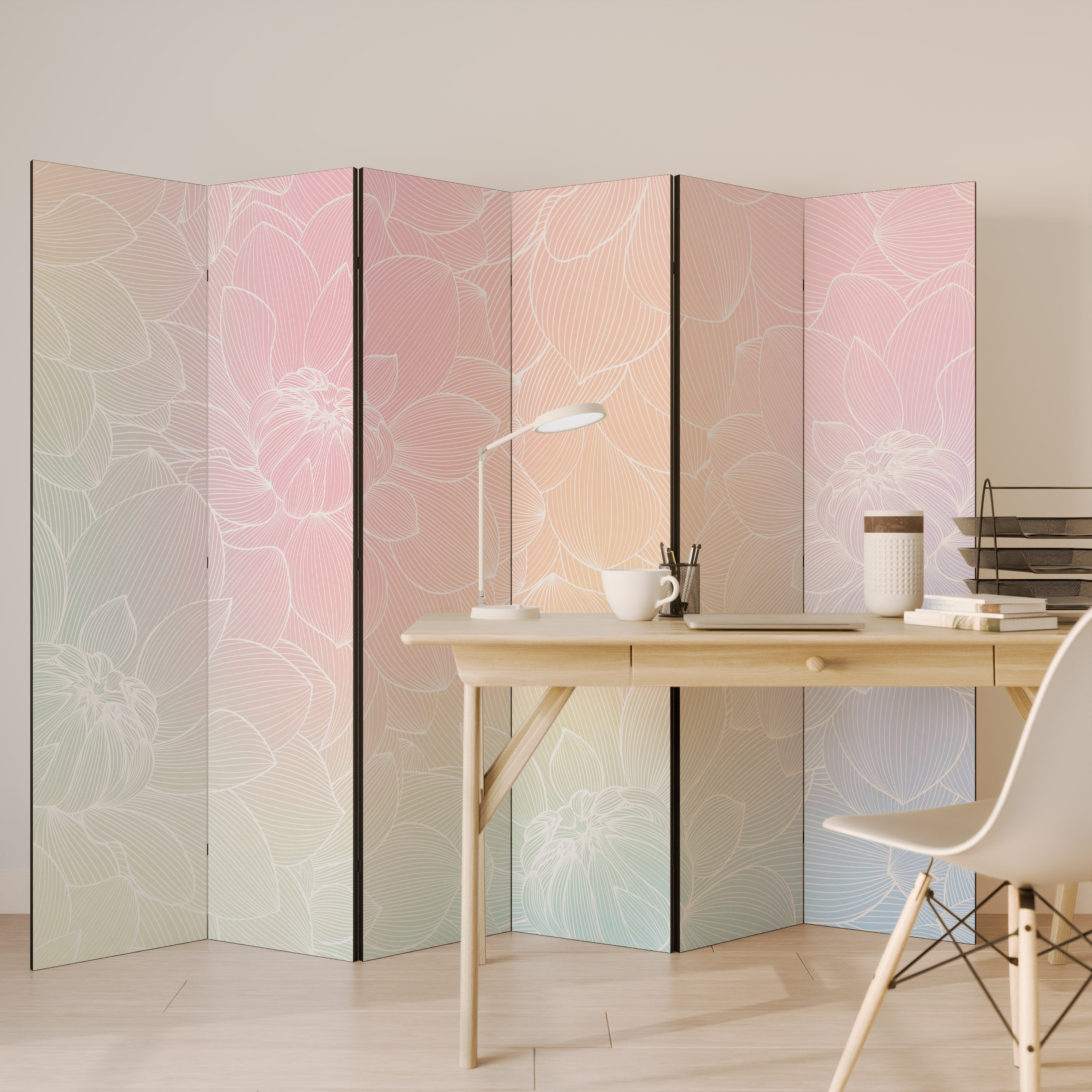 ELEGANT FLORAL FUSION Dekoracyjny parawan 6-skrzydłowy