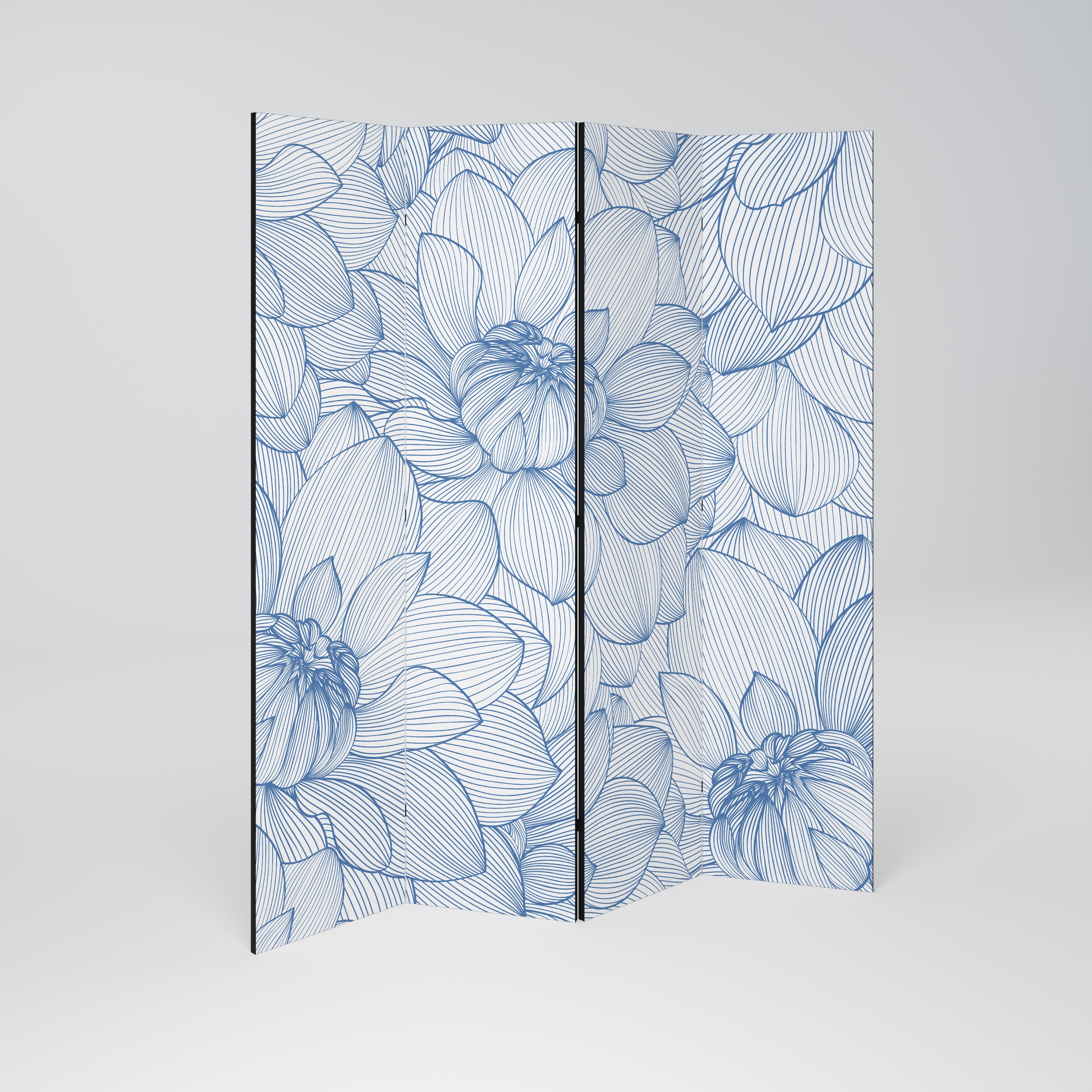 LUSH LINEAR BLOOMS Dekoracyjny parawan 4-skrzydłowy