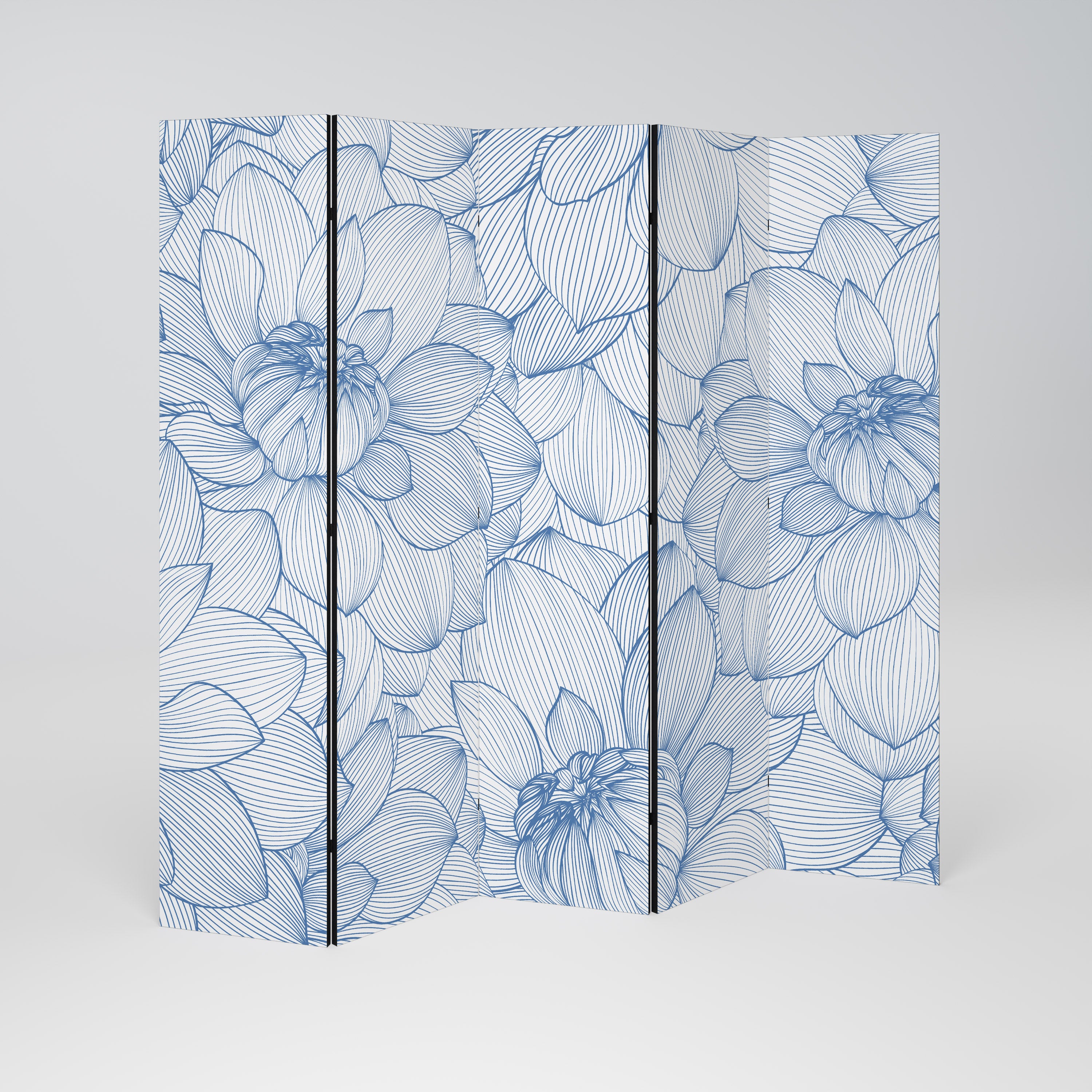LUSH LINEAR BLOOMS Dekoracyjny parawan 5-skrzydłowy