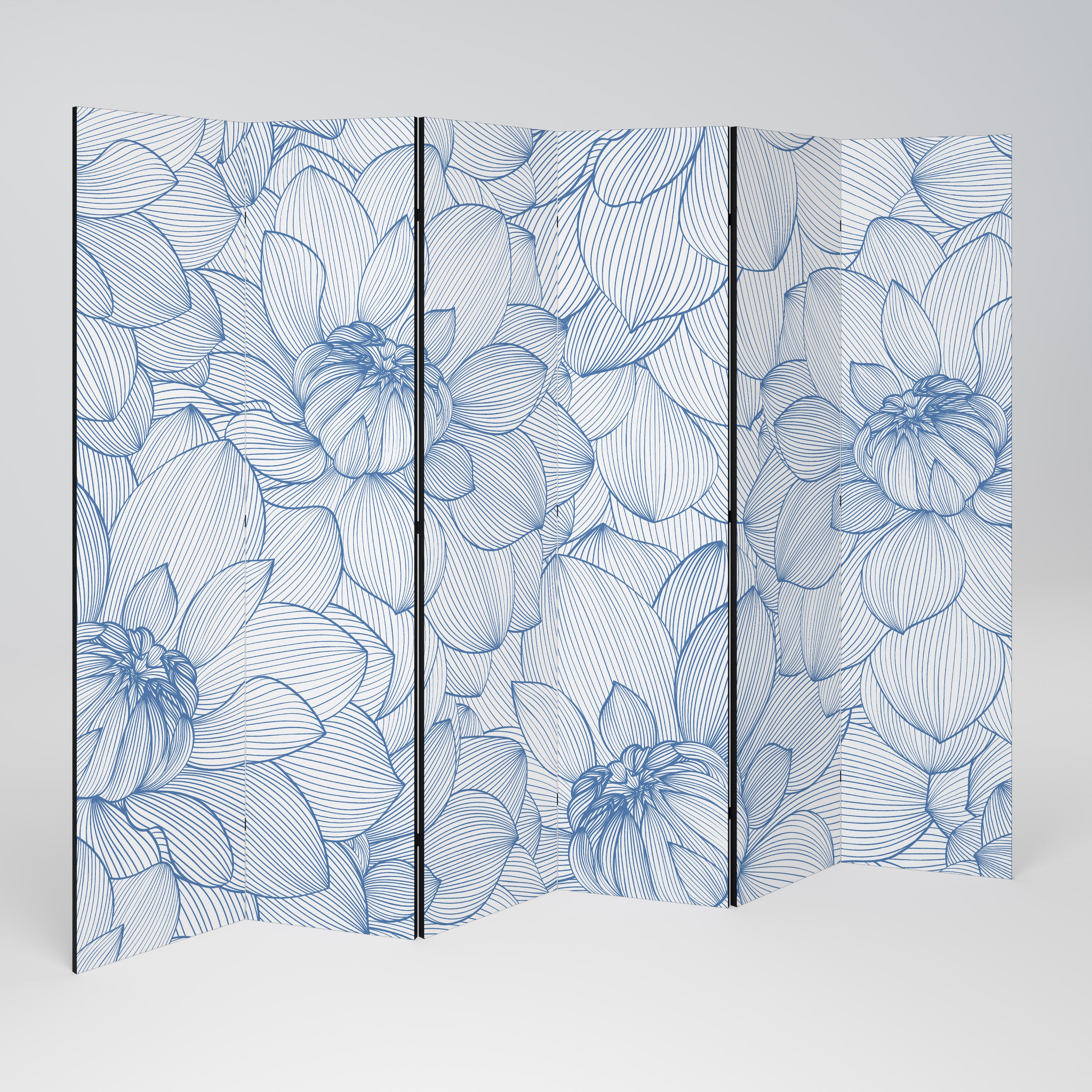 LUSH LINEAR BLOOMS Dekoracyjny parawan 6-skrzydłowy