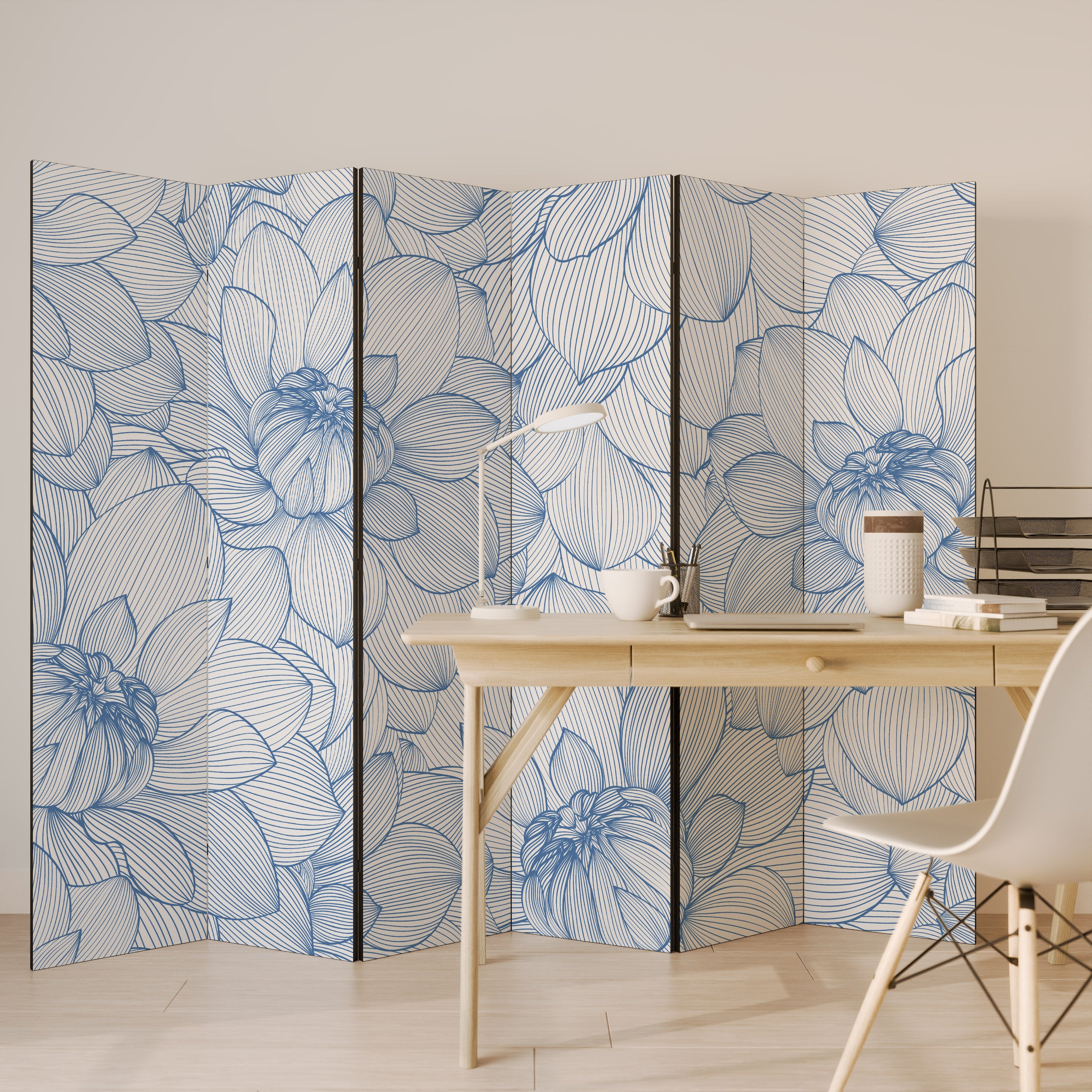 LUSH LINEAR BLOOMS Dekoracyjny parawan 6-skrzydłowy