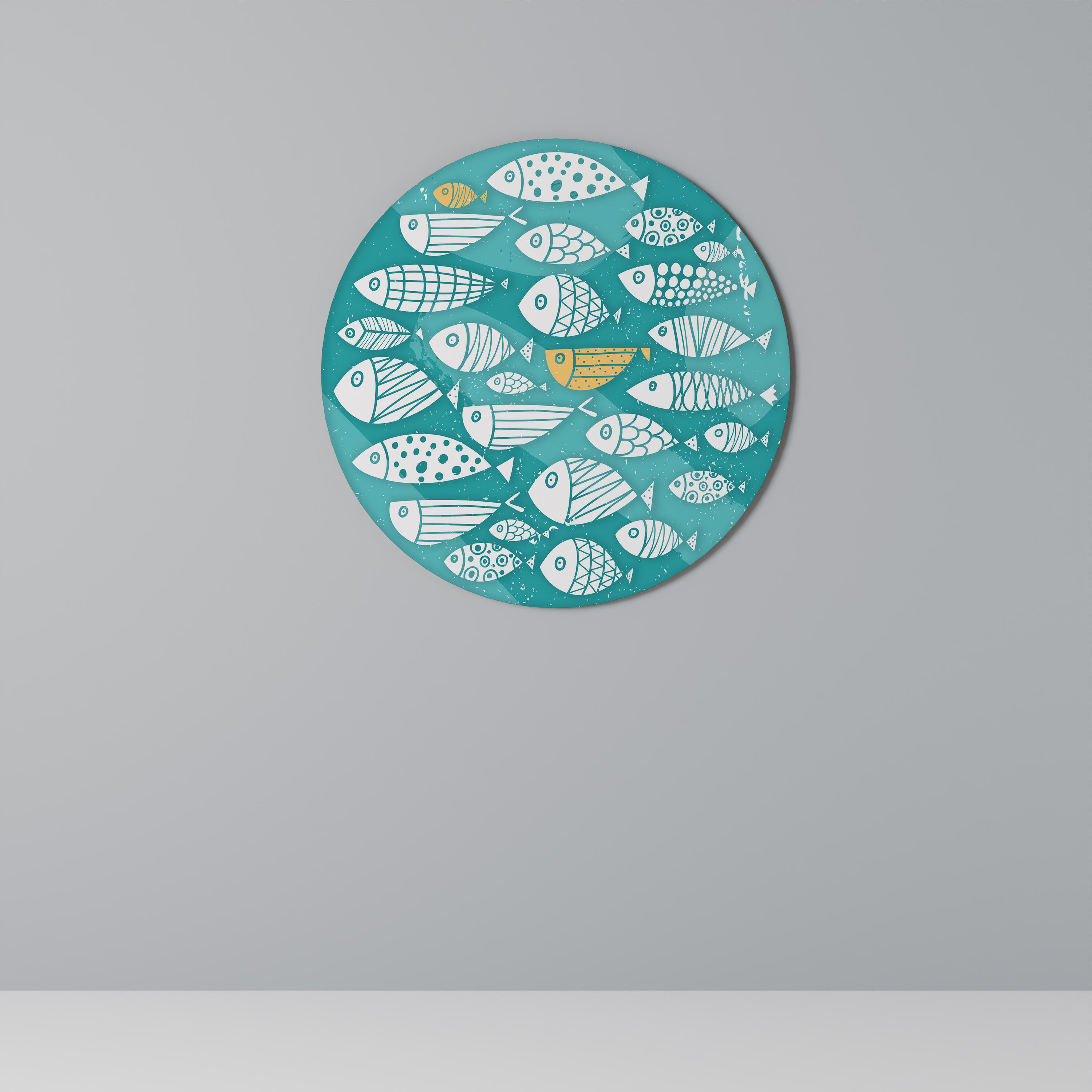 FISHY FOLK ART Obraz okrągły