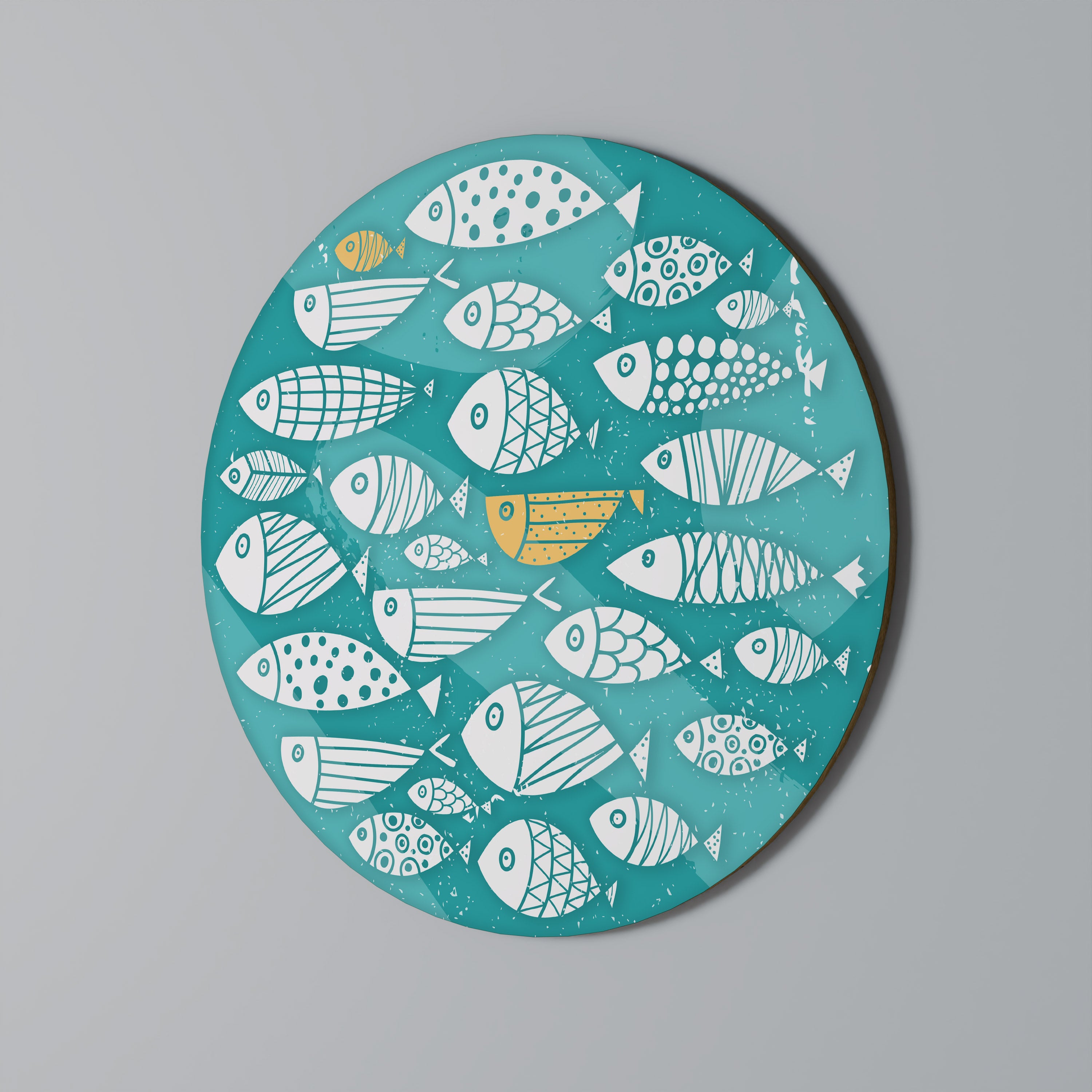 FISHY FOLK ART Obraz okrągły
