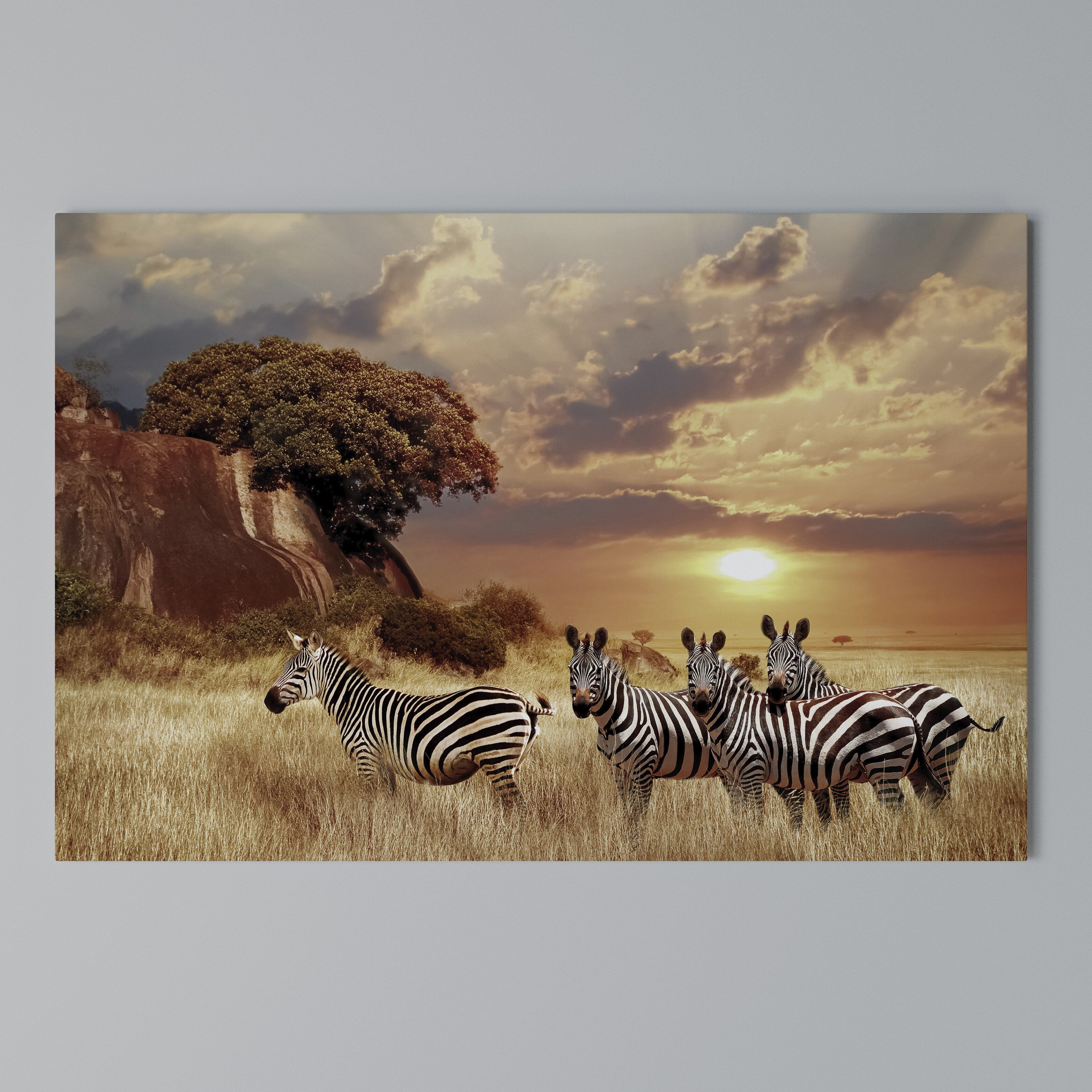 ZEBRA SUNSET SERENADE Poziomy obraz na płótnie