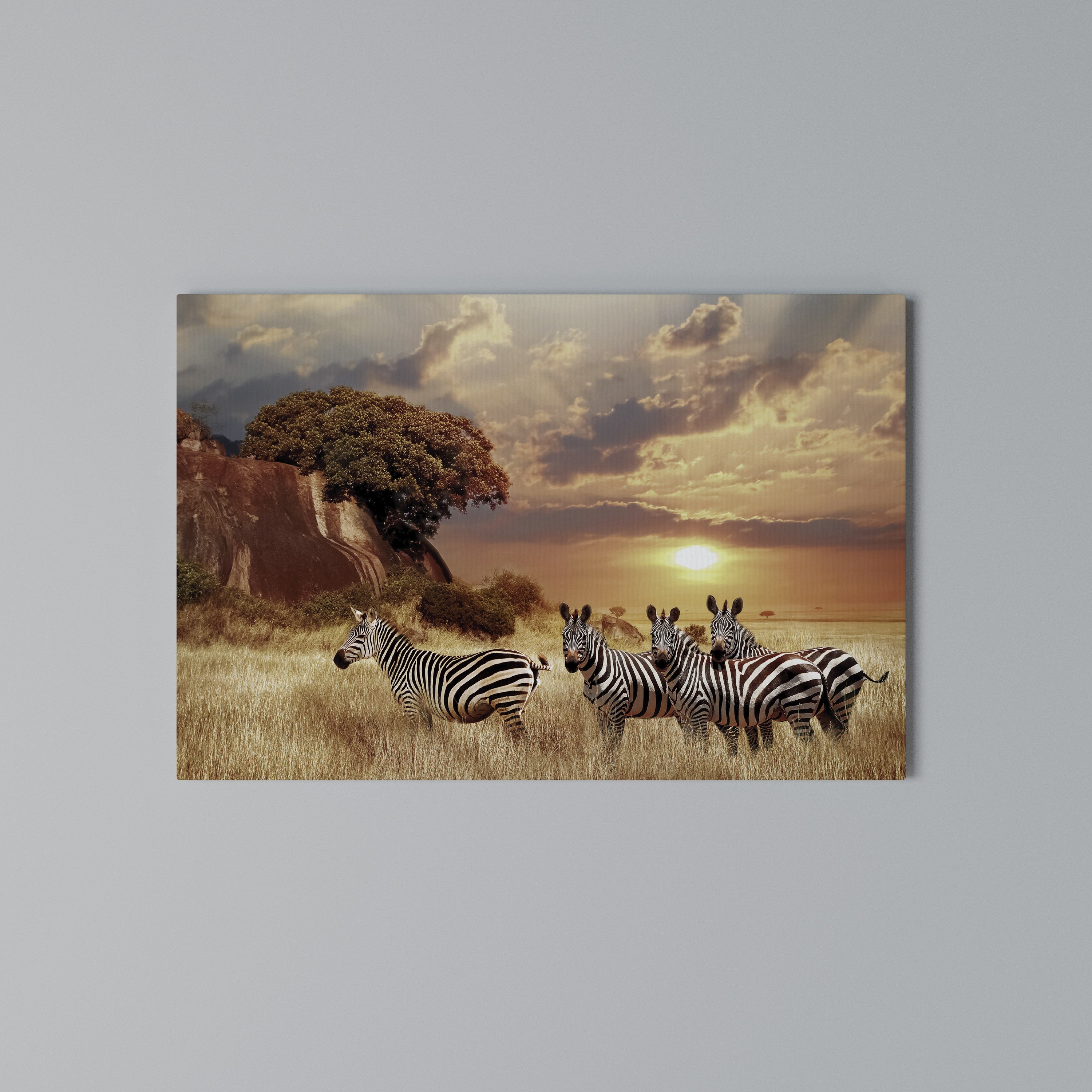 ZEBRA SUNSET SERENADE Poziomy obraz na płótnie