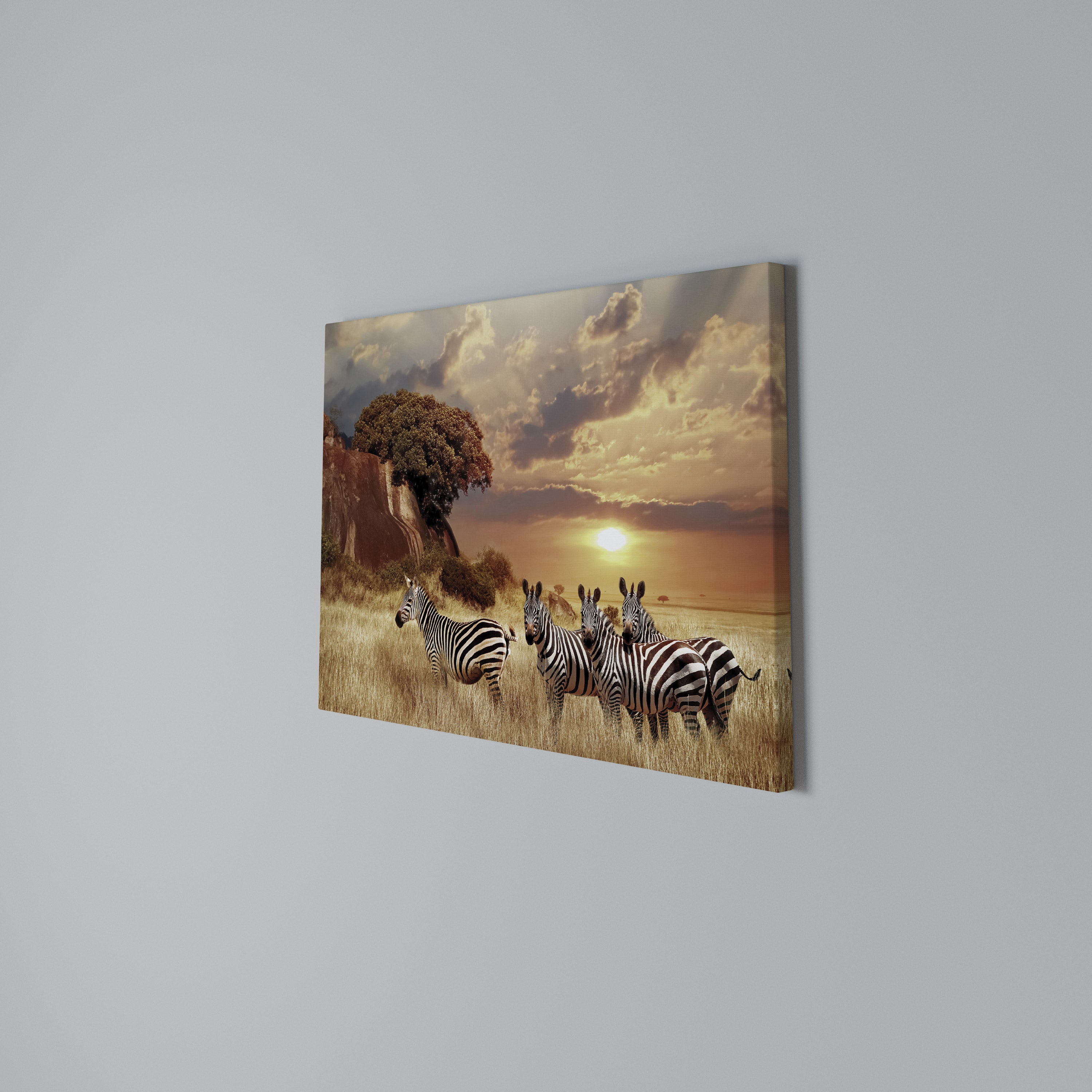 ZEBRA SUNSET SERENADE Poziomy obraz na płótnie