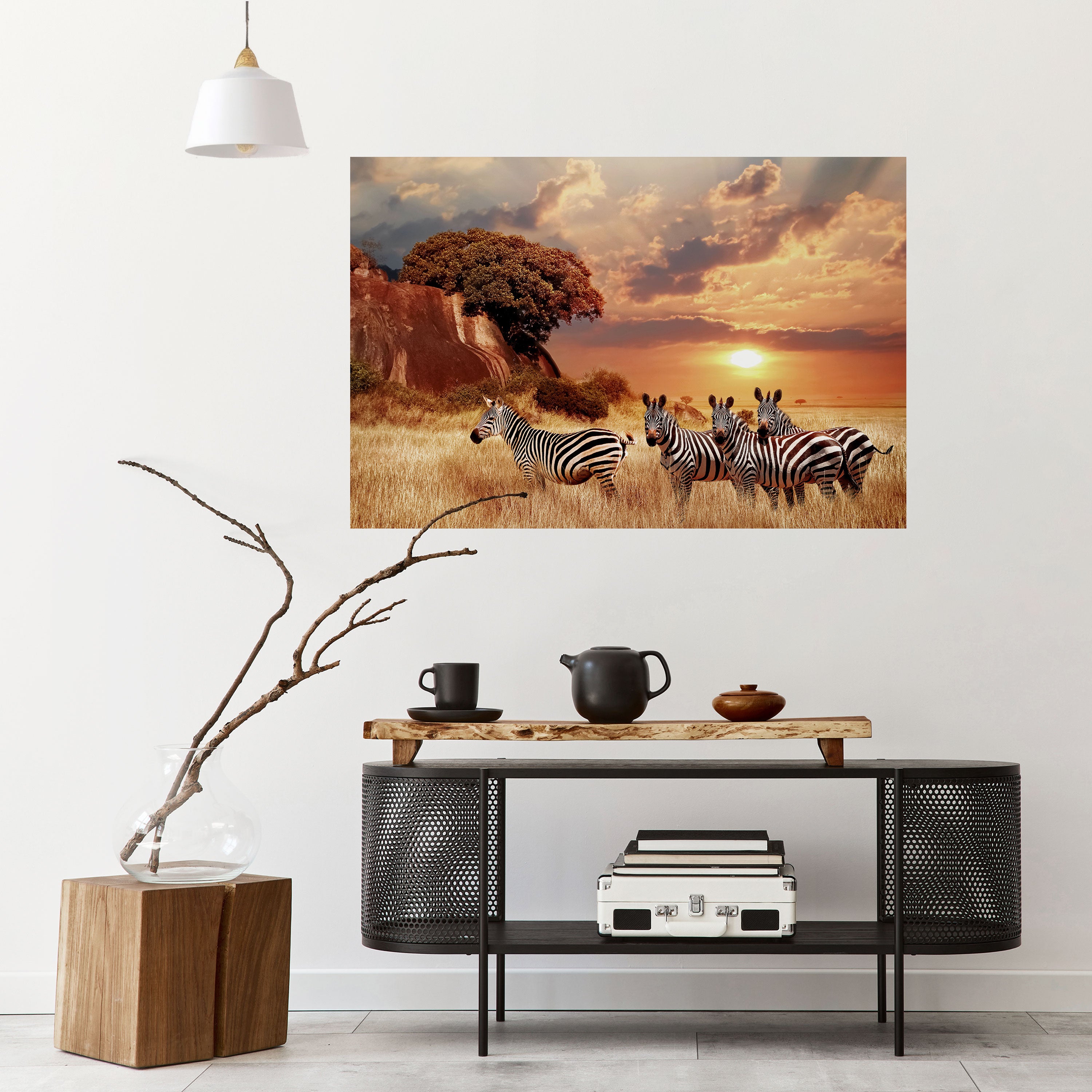 ZEBRA SUNSET SERENADE Naklejka/Plakat poziomy