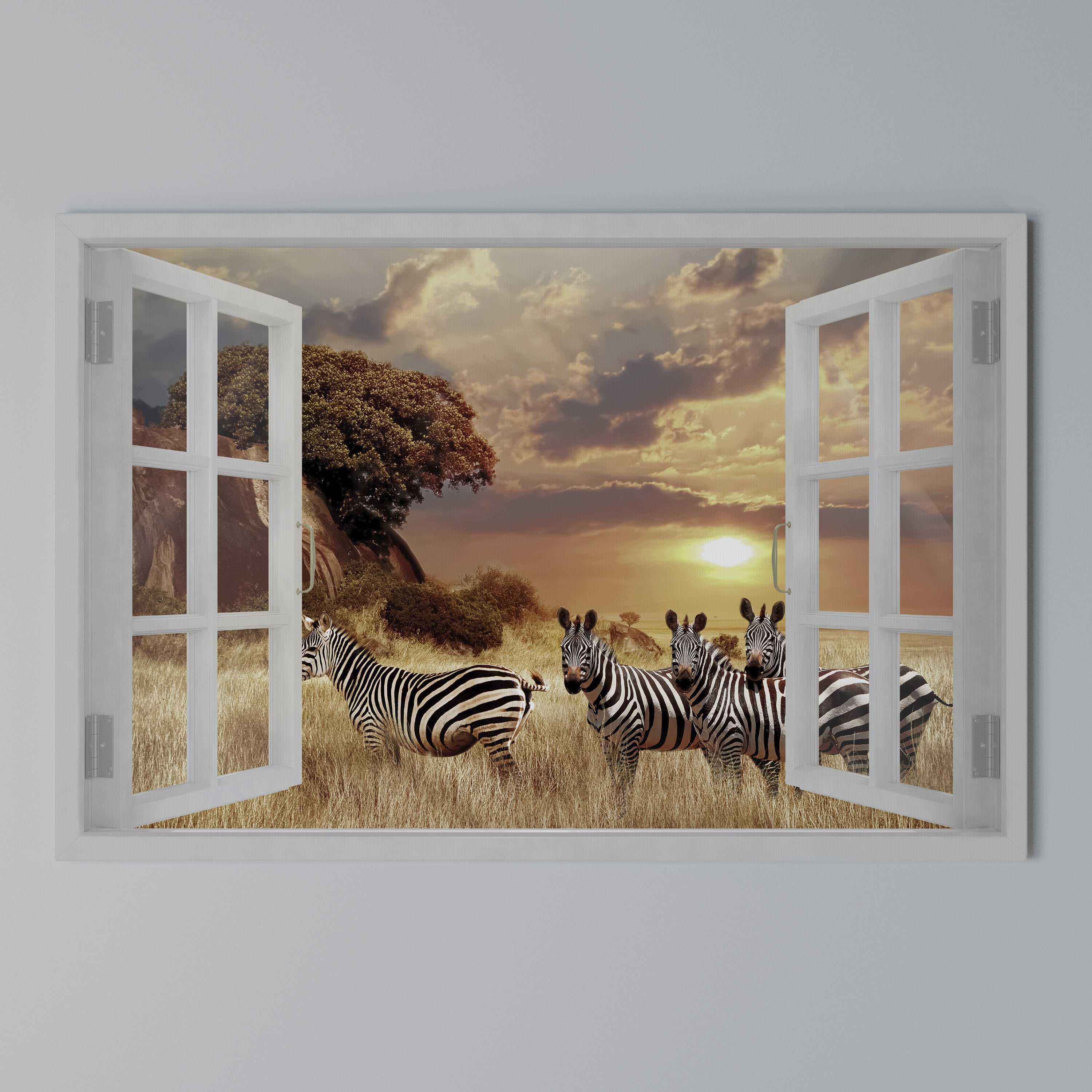 ZEBRA SUNSET VISTA Poziomy obraz na płótnie