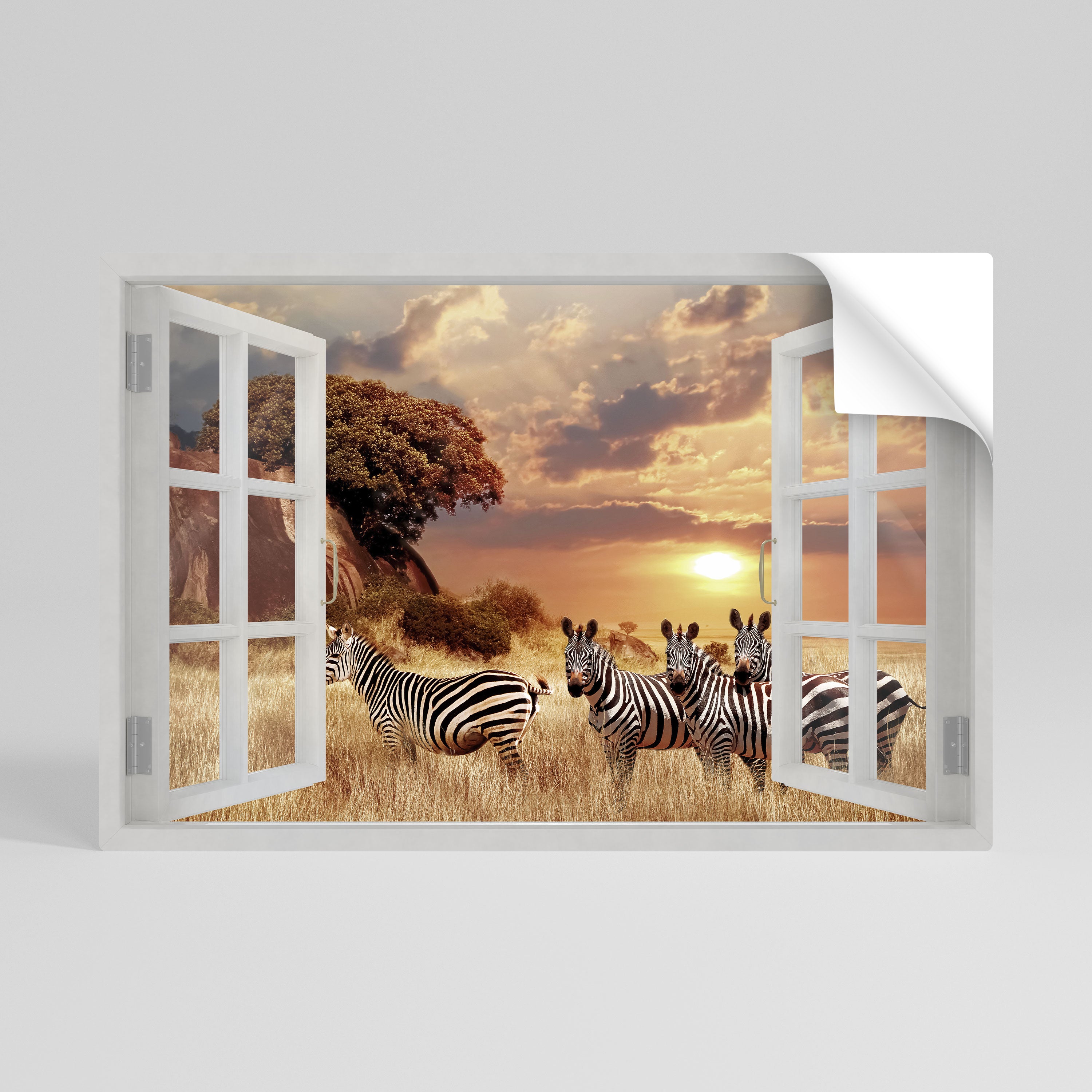 ZEBRA SUNSET VISTA Naklejka/Plakat poziomy