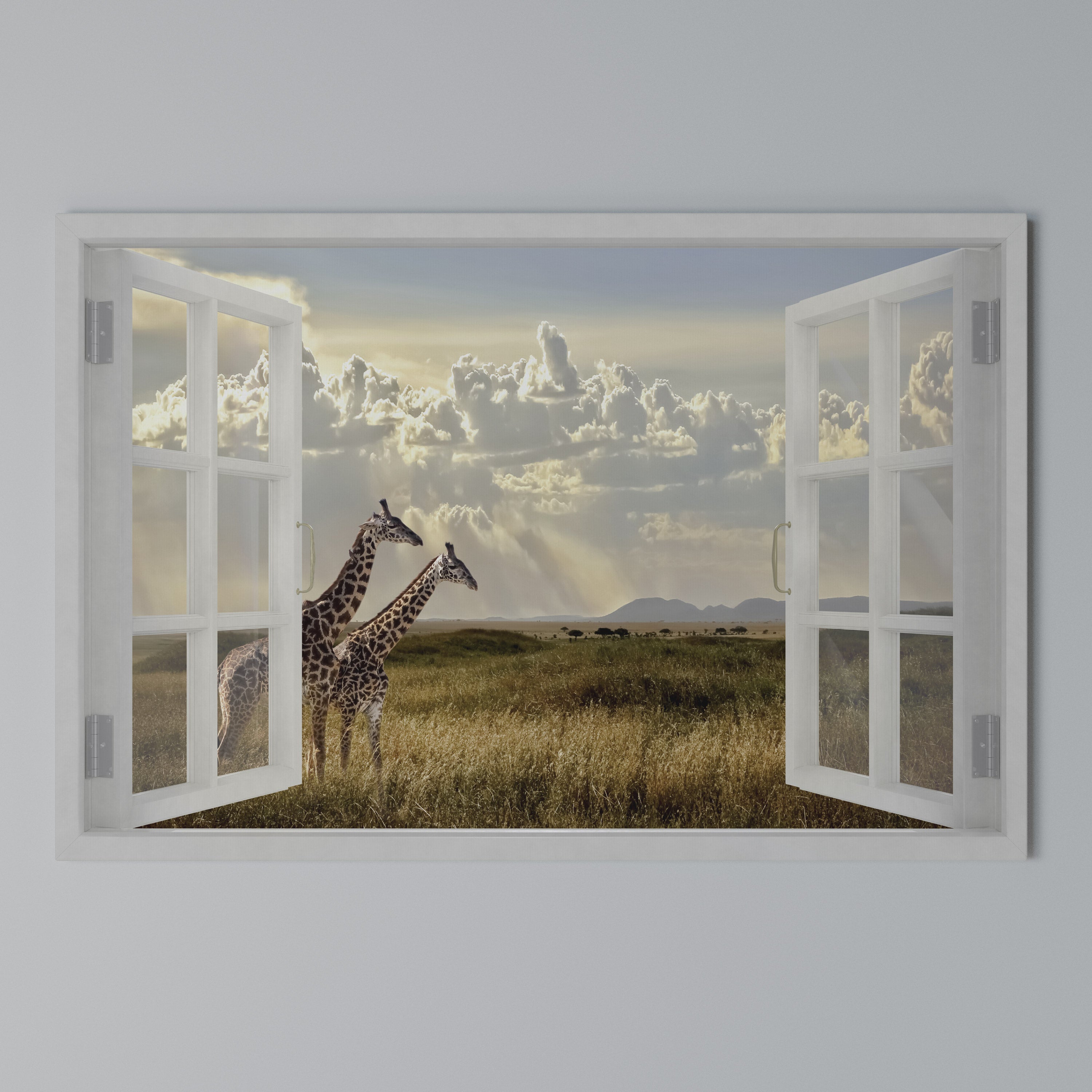 GIRAFFE GAZE WINDOW Poziomy obraz na płótnie