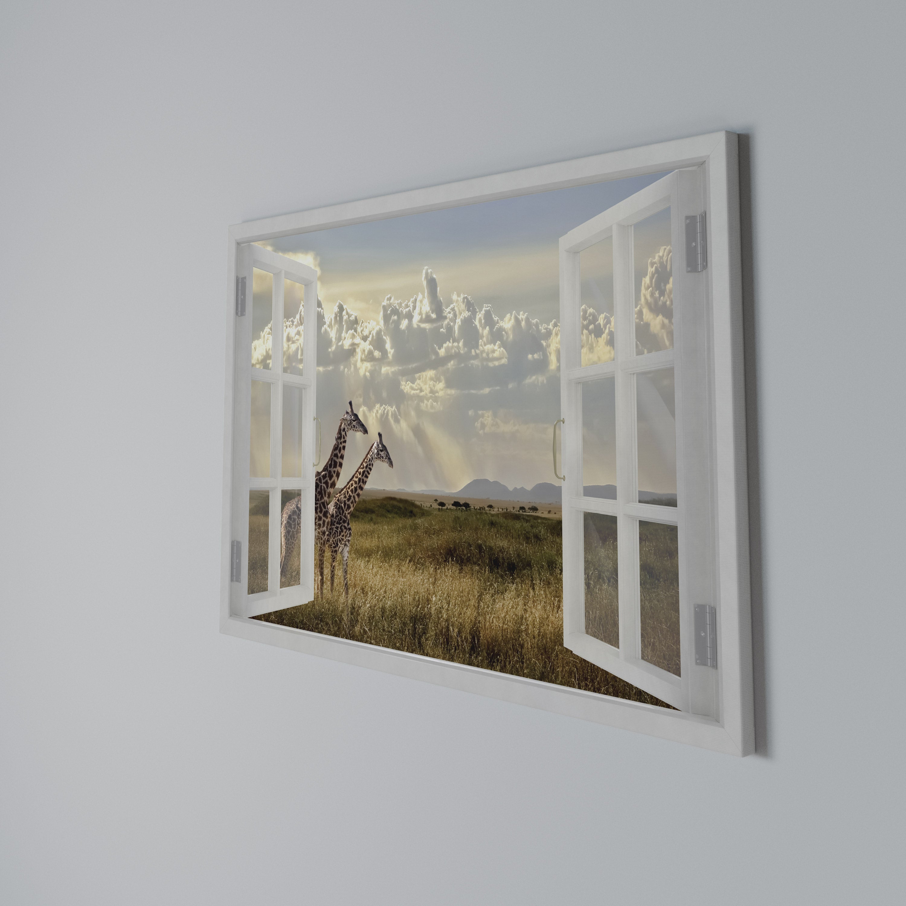 GIRAFFE GAZE WINDOW Poziomy obraz na płótnie