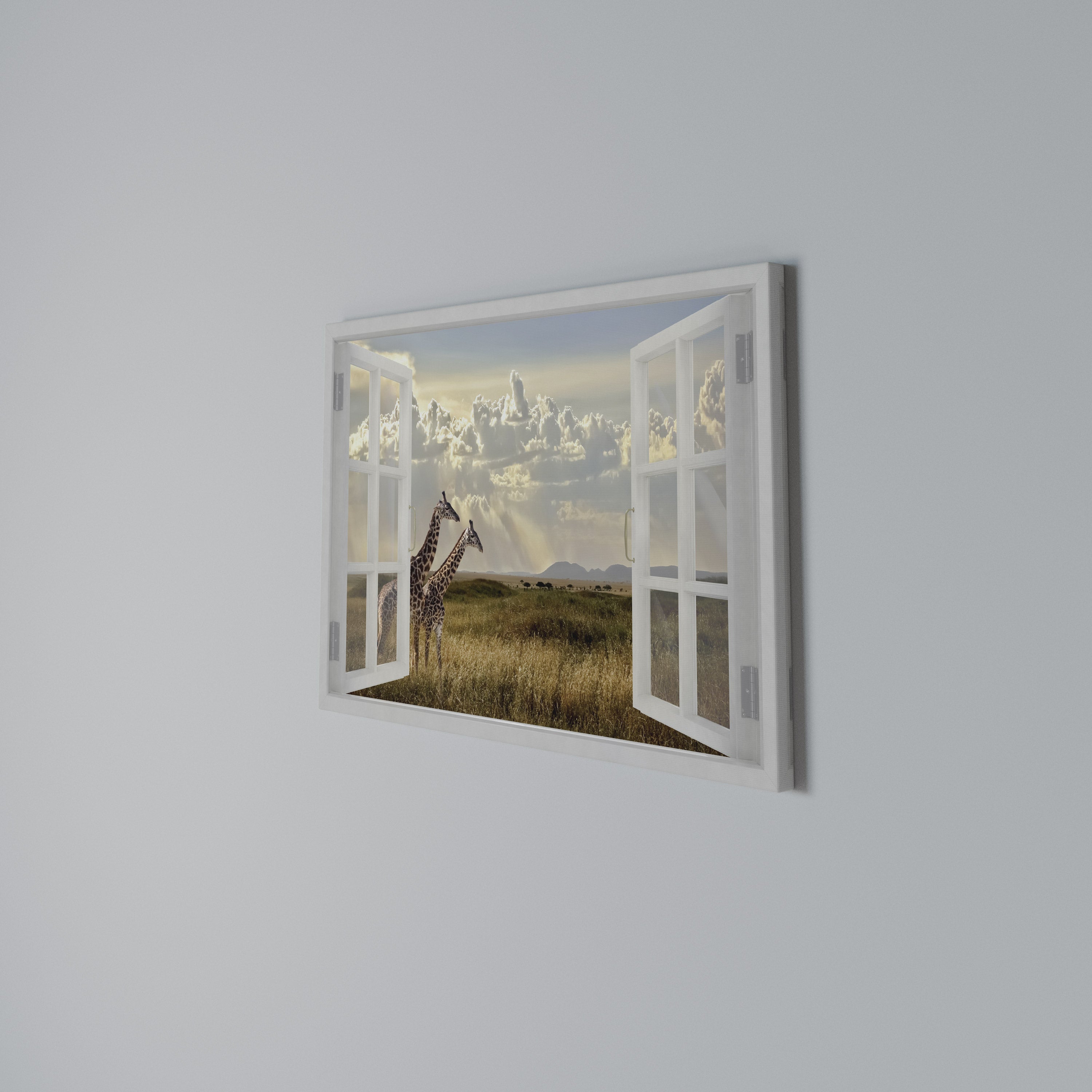 GIRAFFE GAZE WINDOW Poziomy obraz na płótnie