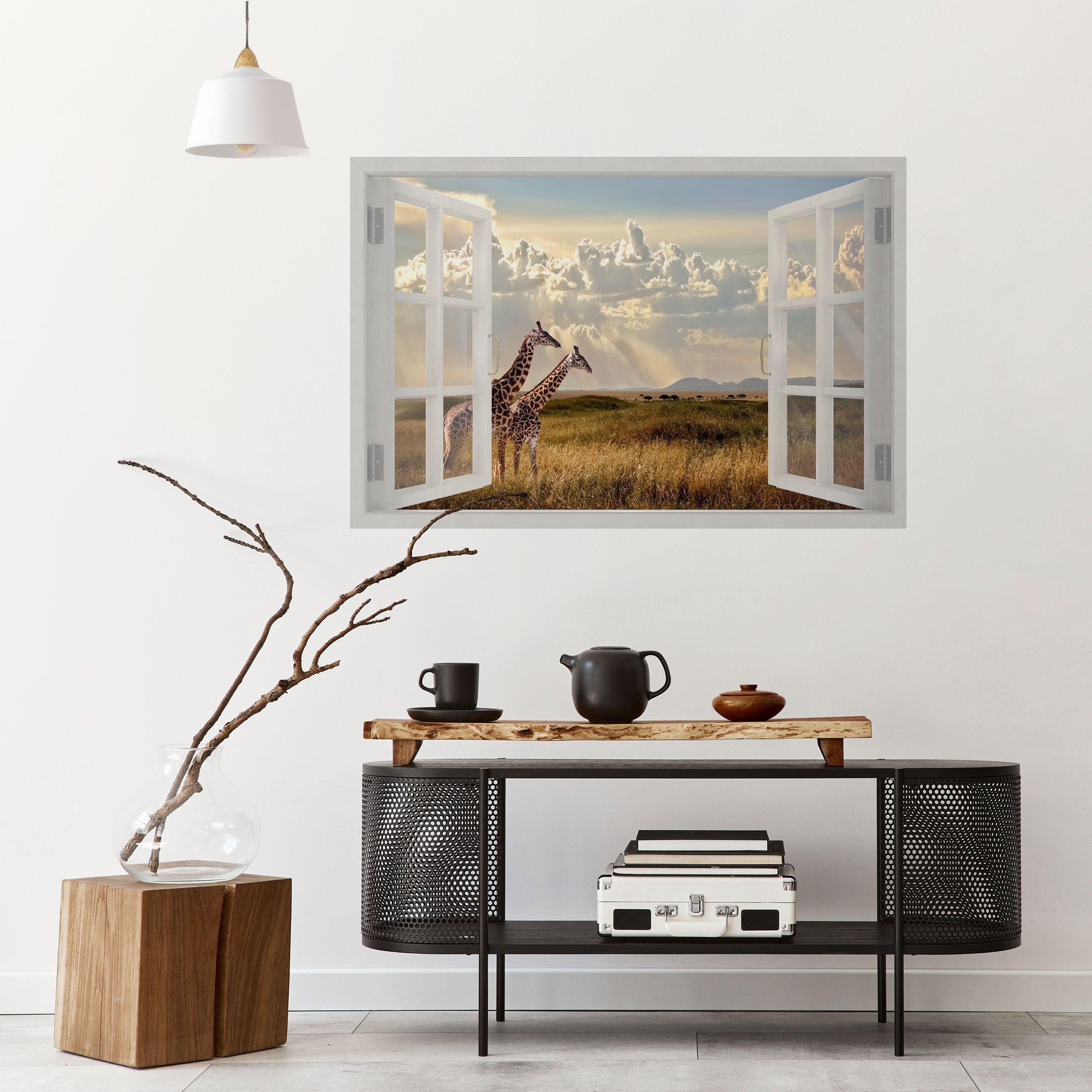 GIRAFFE GAZE WINDOW Naklejka/Plakat poziomy