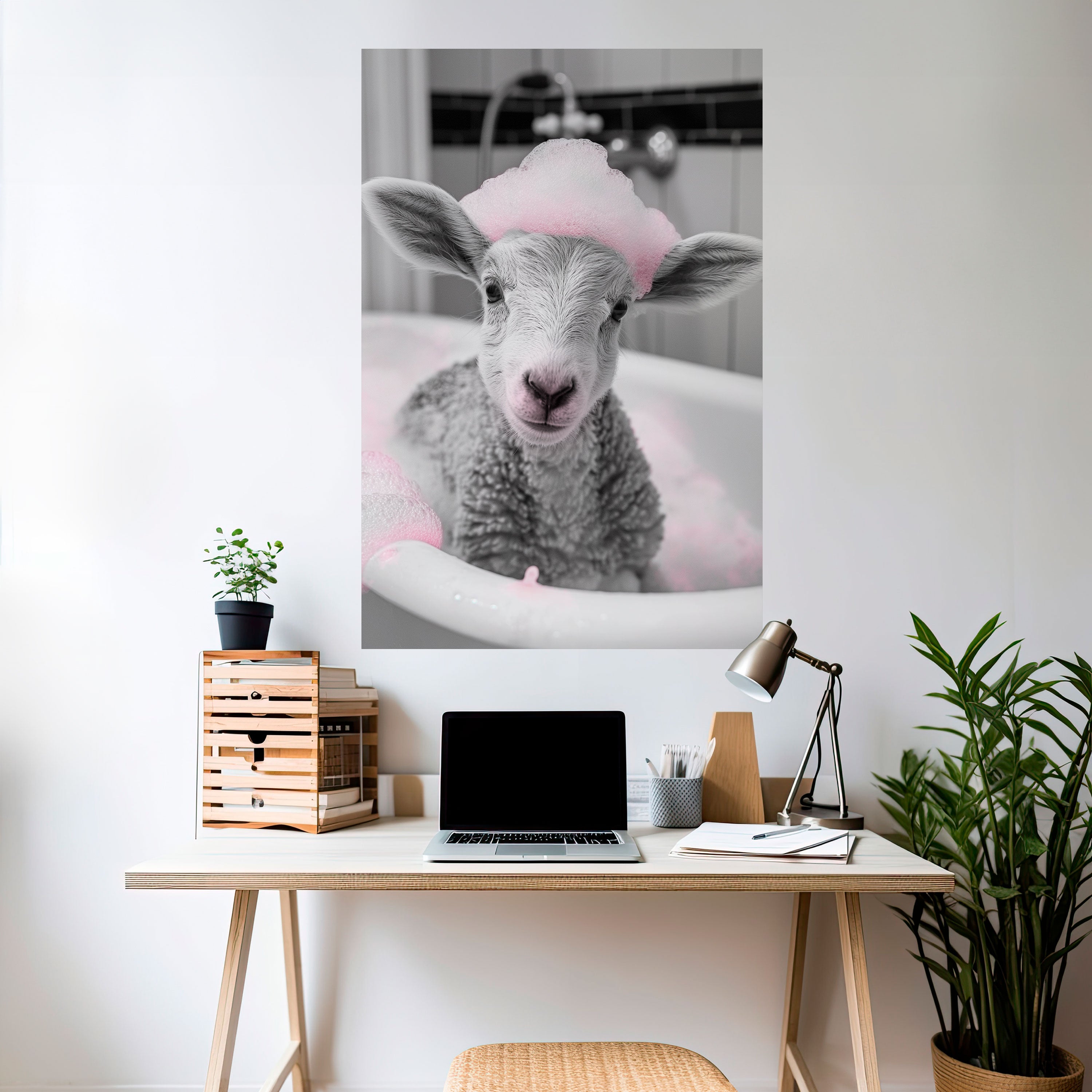PINK CLOUD BATH TIME Naklejka/Plakat pionowy
