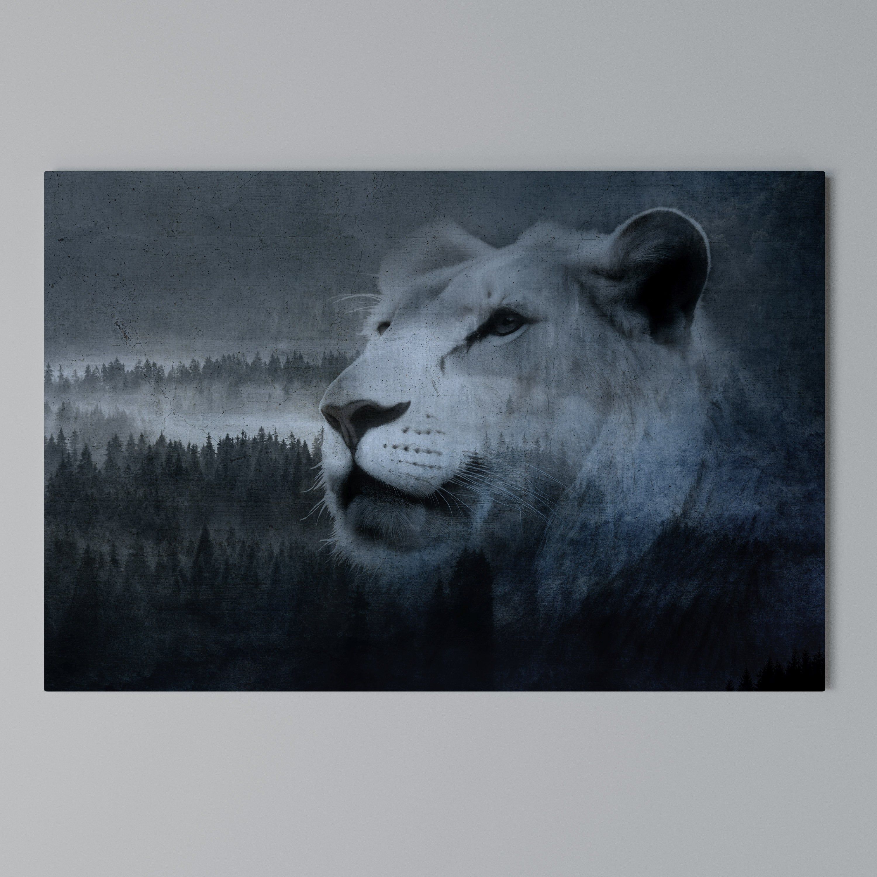 LION'S HARMONY IN BLUE Poziomy obraz na płótnie