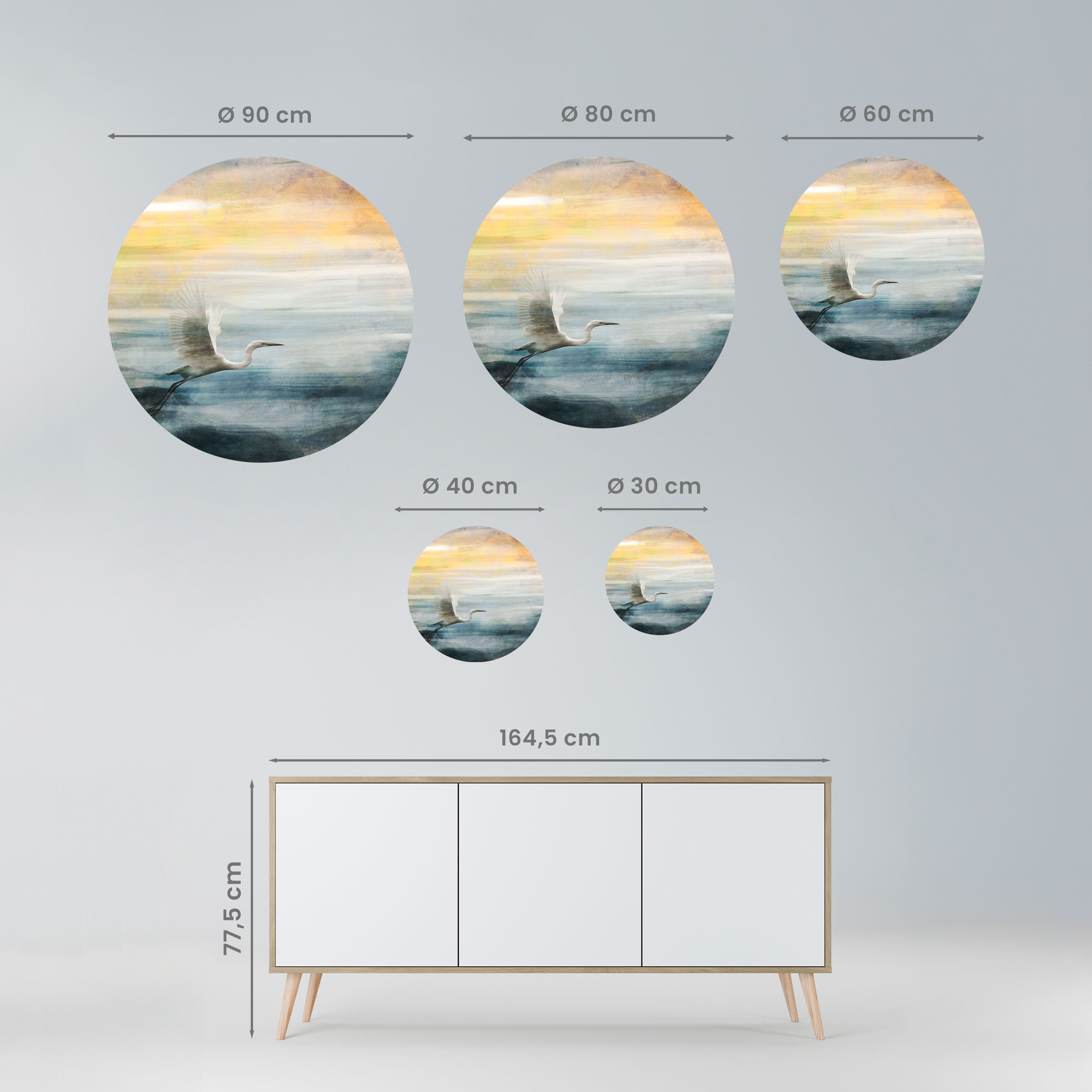 HERON IN FLY Naklejka okrągła