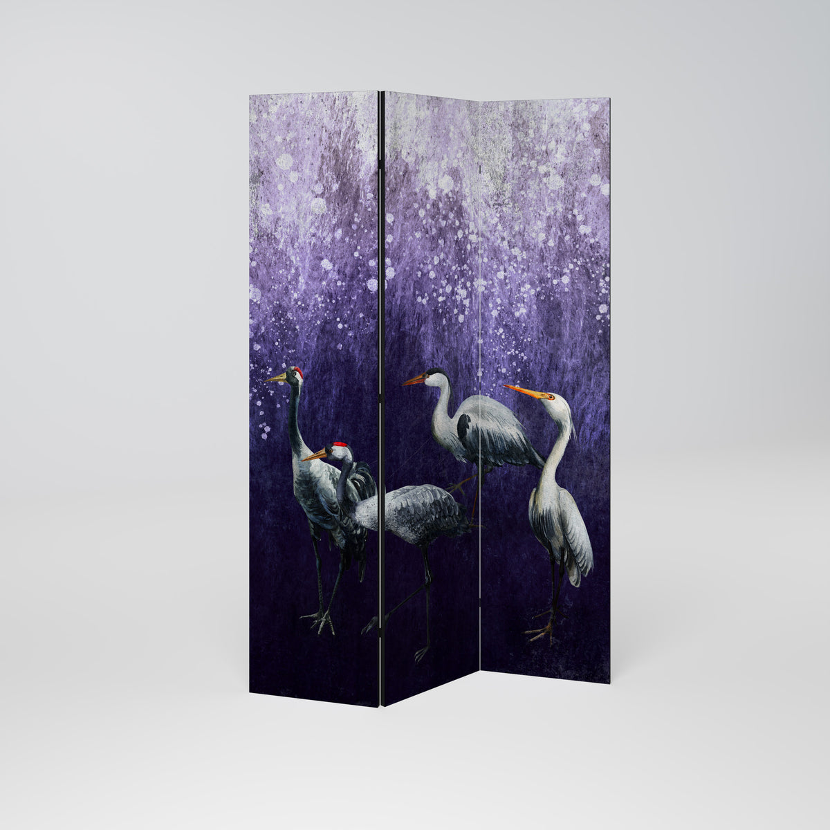 MYSTICAL CRANE GATHERING Dekoracyjny parawan 3-skrzydłowy