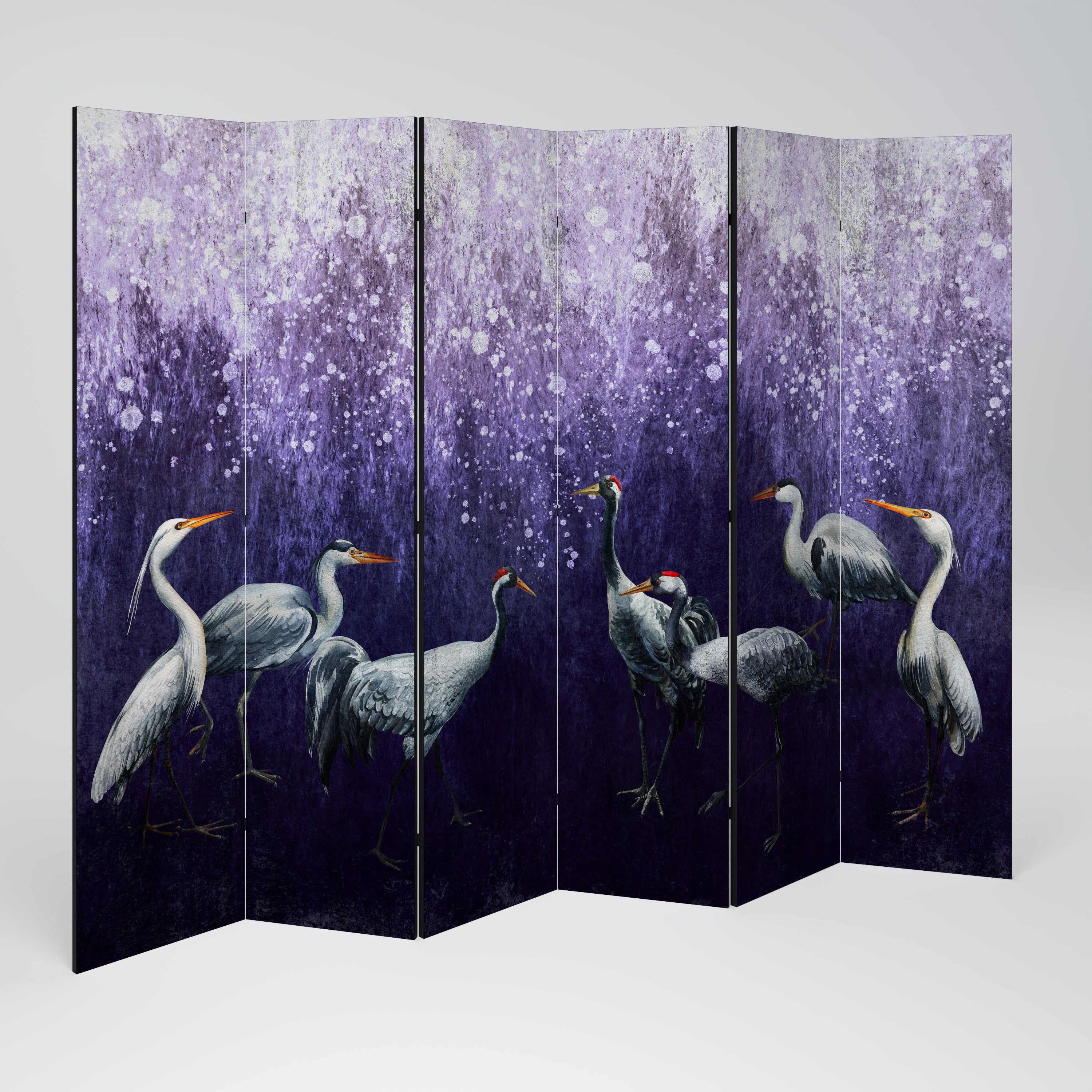 MYSTICAL CRANE GATHERING Dekoracyjny parawan 6-skrzydłowy