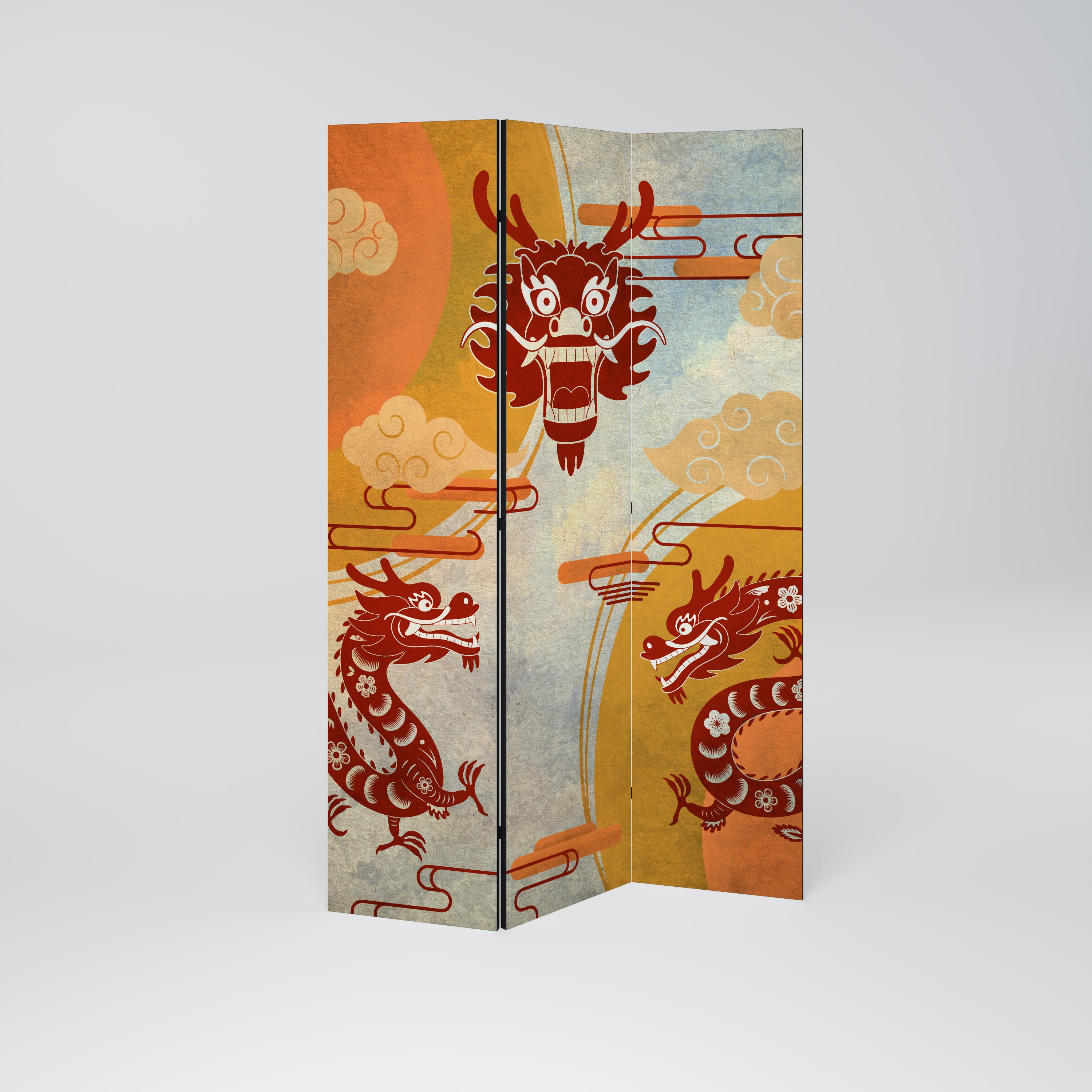 MYSTICAL DRAGON Dekoracyjny parawan 3-skrzydłowy