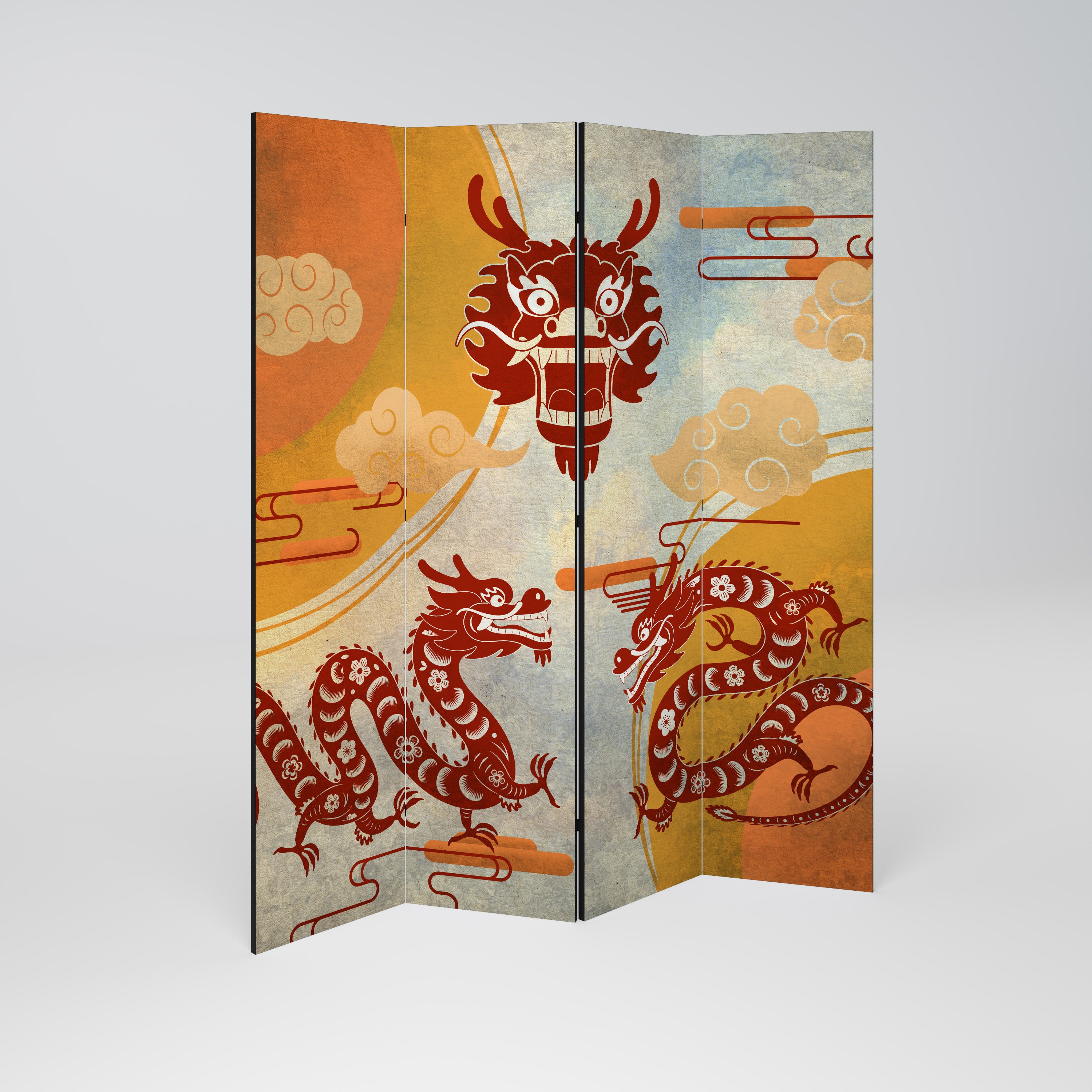 MYSTICAL DRAGON Dekoracyjny parawan 4-skrzydłowy