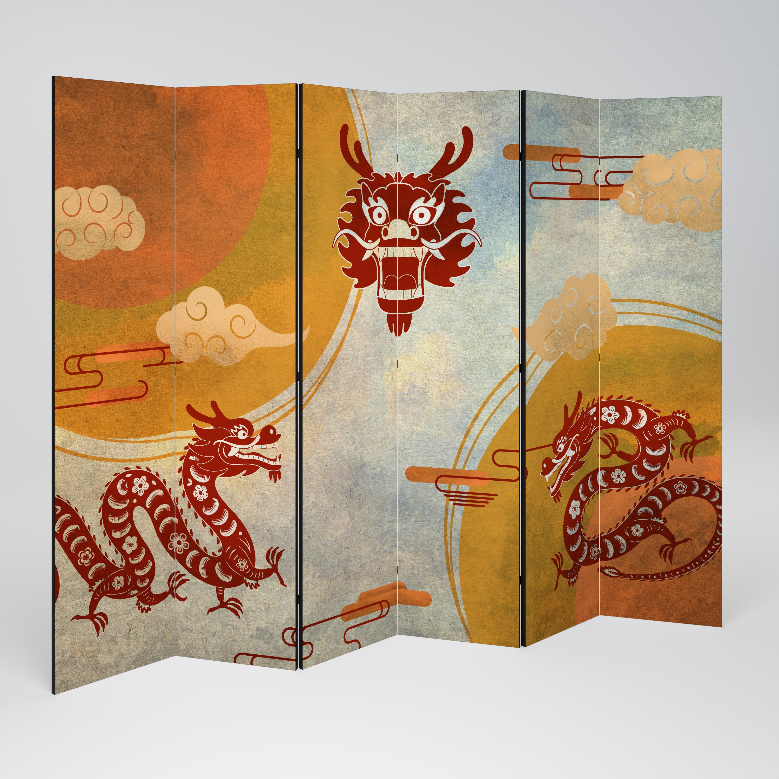 MYSTICAL DRAGON Dekoracyjny parawan 6-skrzydłowy