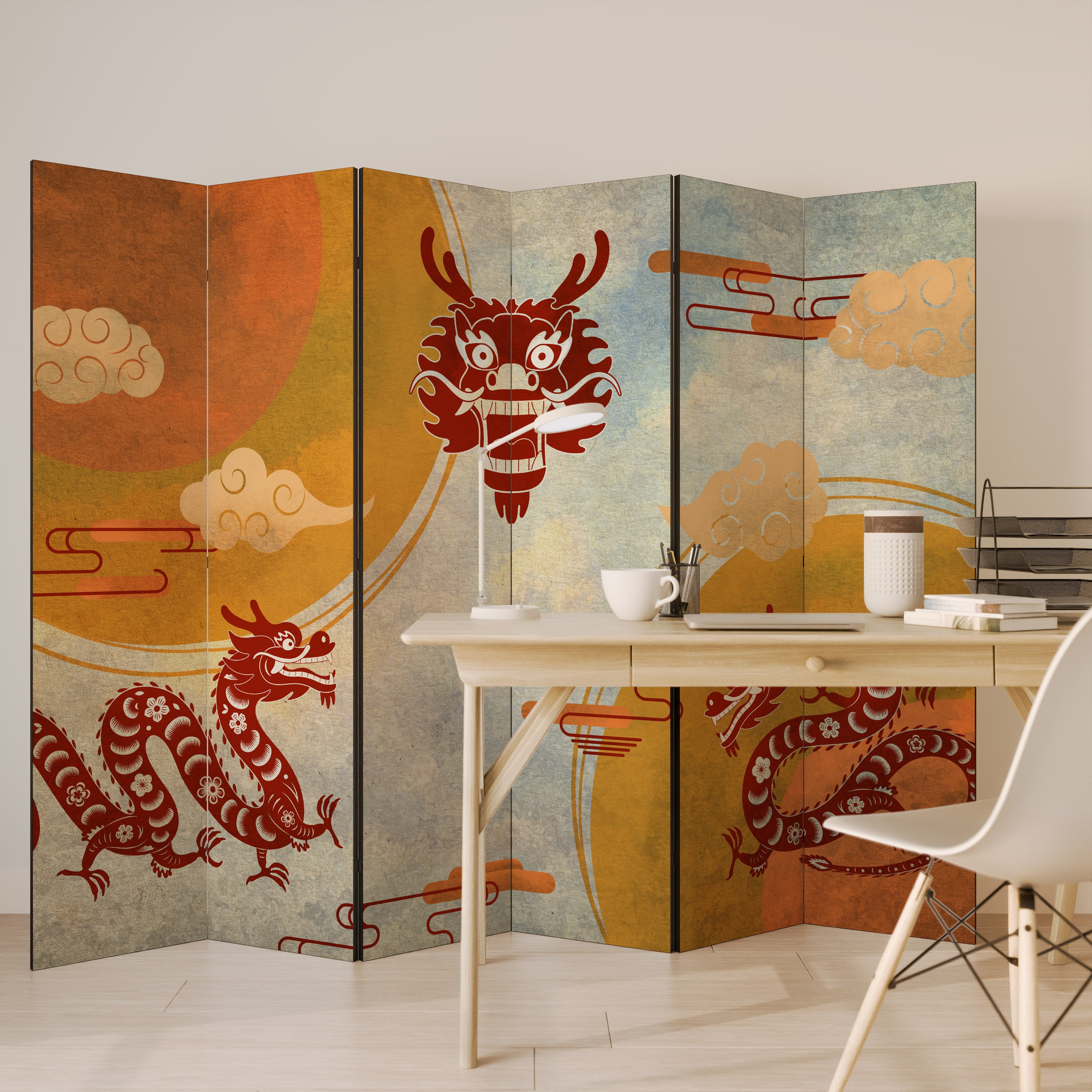 MYSTICAL DRAGON Dekoracyjny parawan 6-skrzydłowy