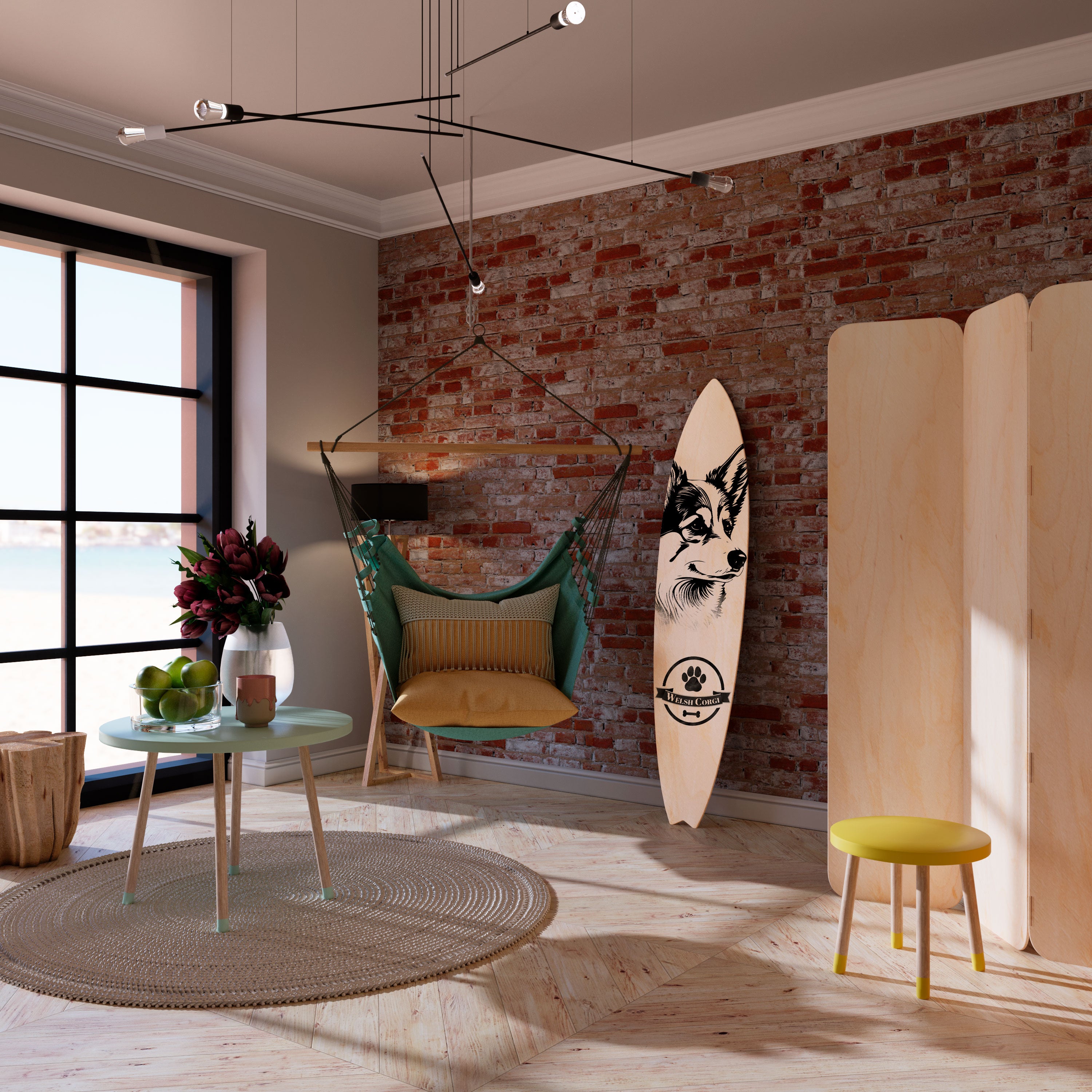 WELSH CORGI PEMBROKE Dekoracyjna deska surfingowa