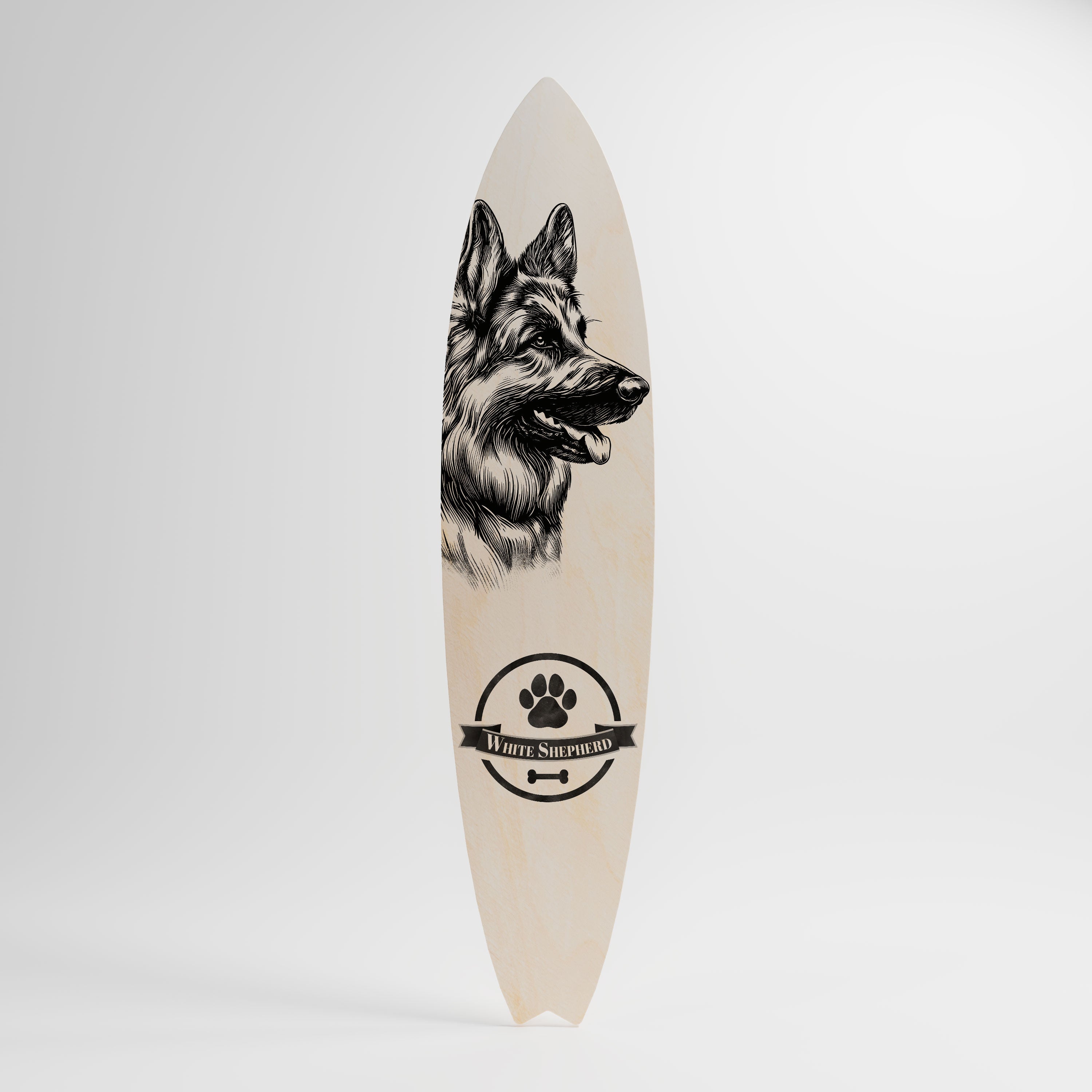 WHITE SHEPHERD DOG Dekoracyjna deska surfingowa