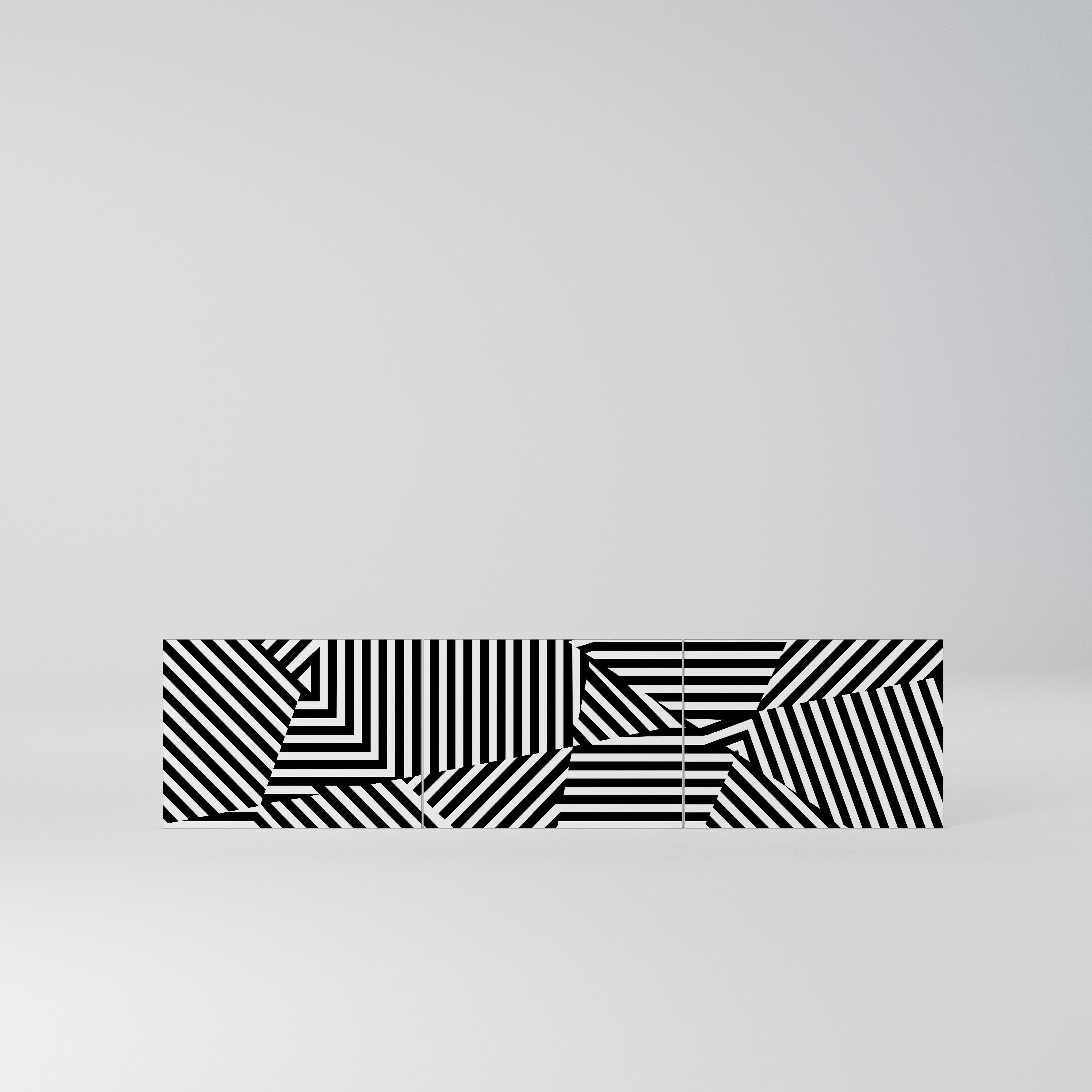 ILLUSIONARY LATTICE Komplet 3 frontów do szafki RTV 3-drzwiowej