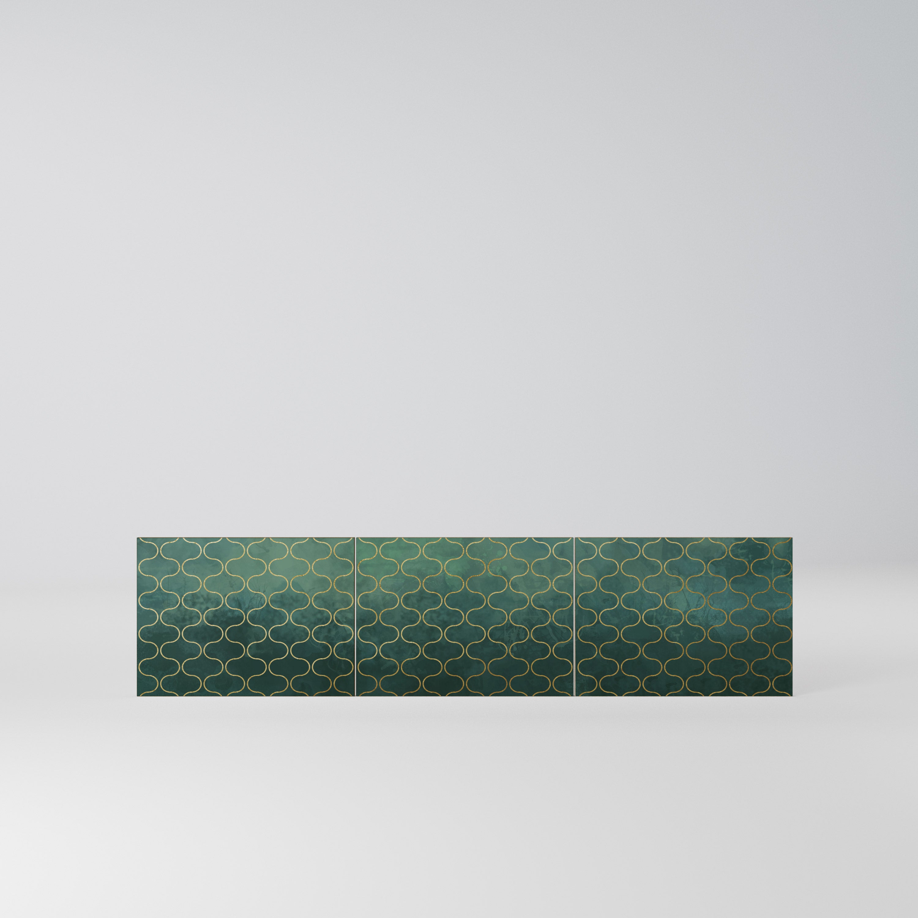 TESSELATED GREENERY Komplet 3 frontów do szafki RTV 3-drzwiowej