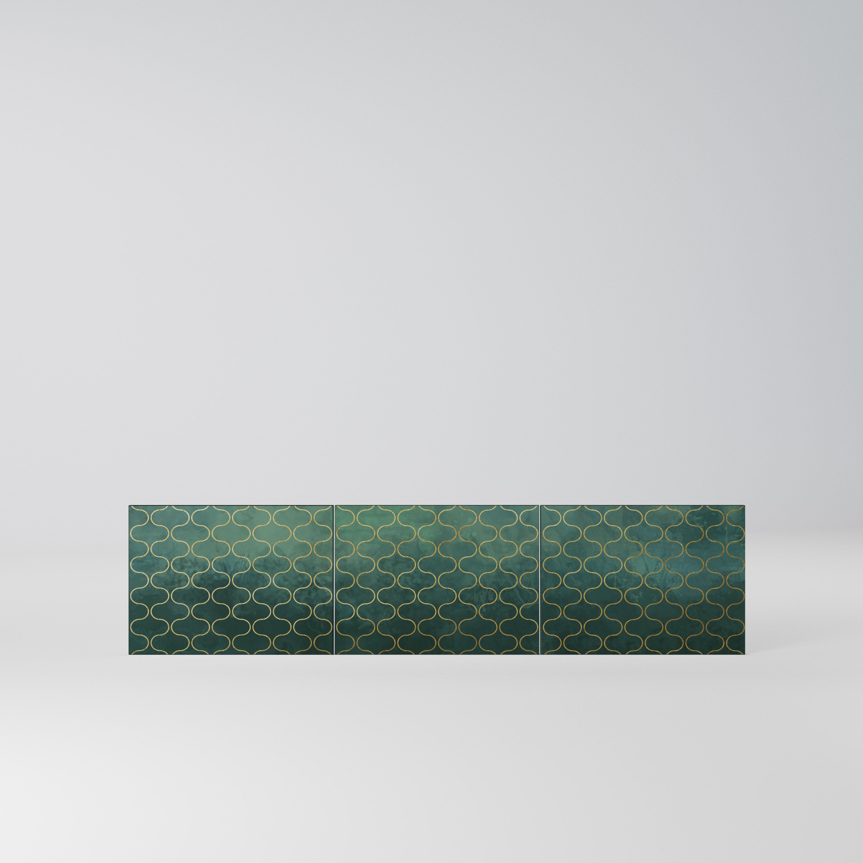 TESSELATED GREENERY Komplet 3 frontów do szafki RTV 3-drzwiowej