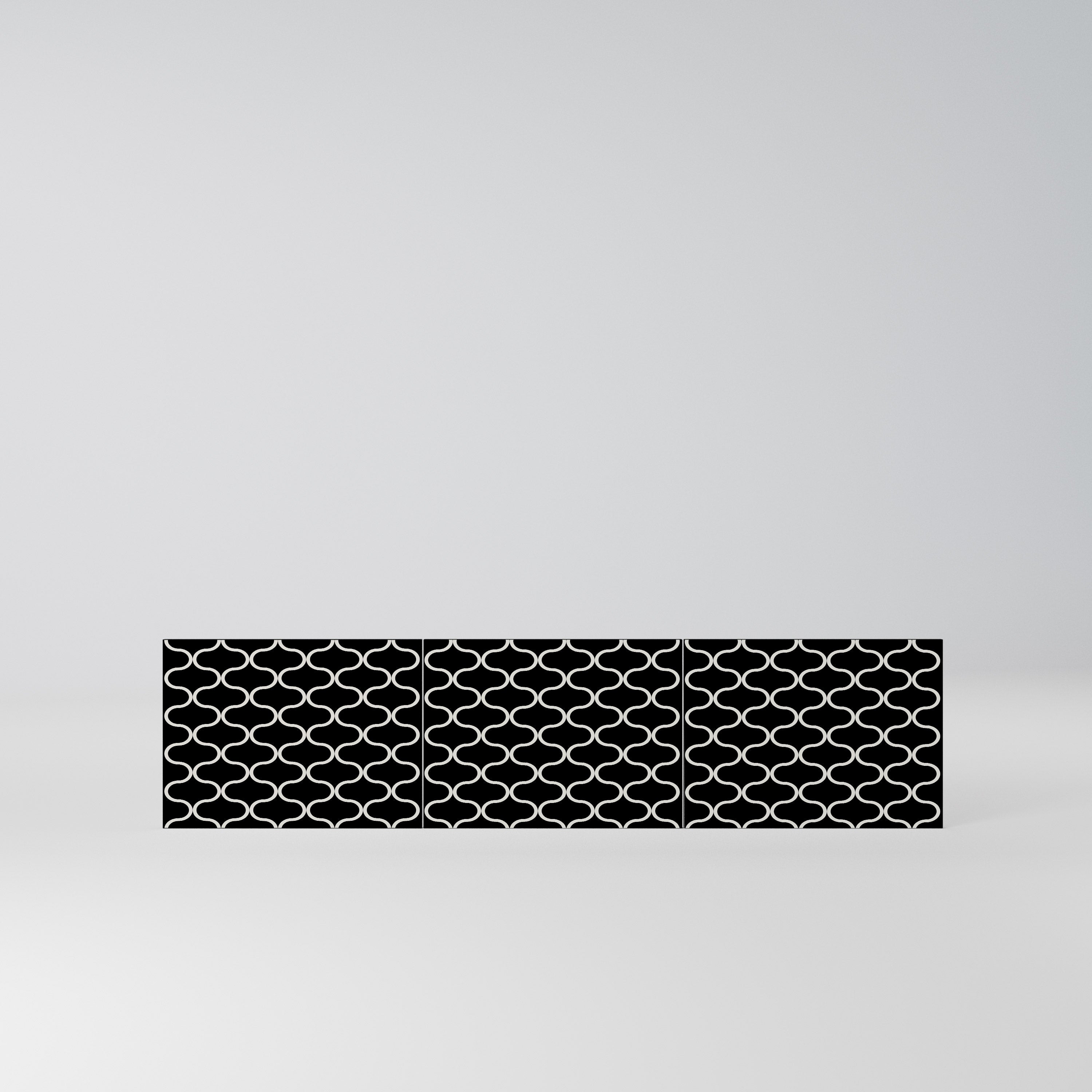 TESSELATED BLACKNESS Komplet 3 frontów do szafki RTV 3-drzwiowej