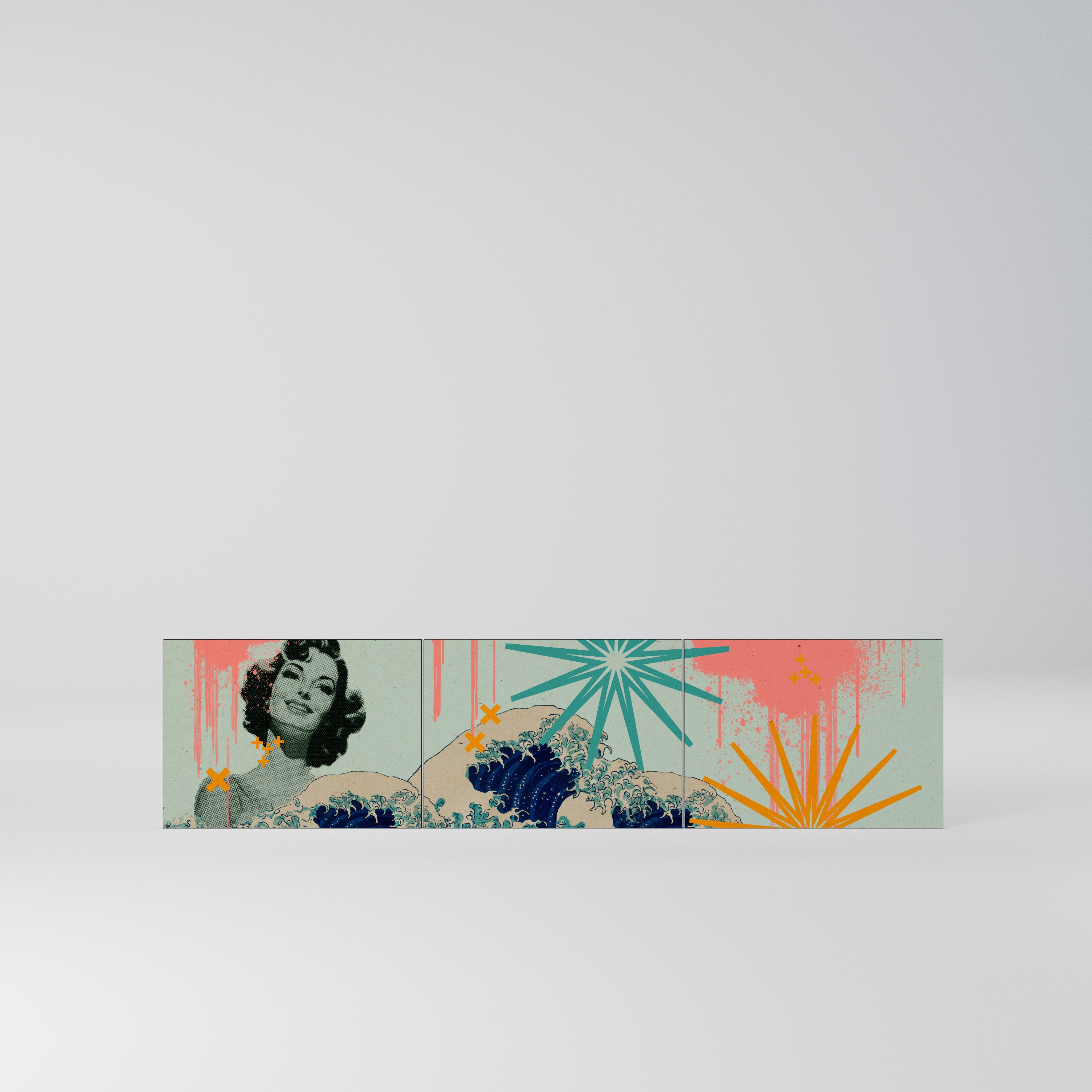 KANAGAWA BEAUTY Komplet 3 frontów do szafki RTV 3-drzwiowej