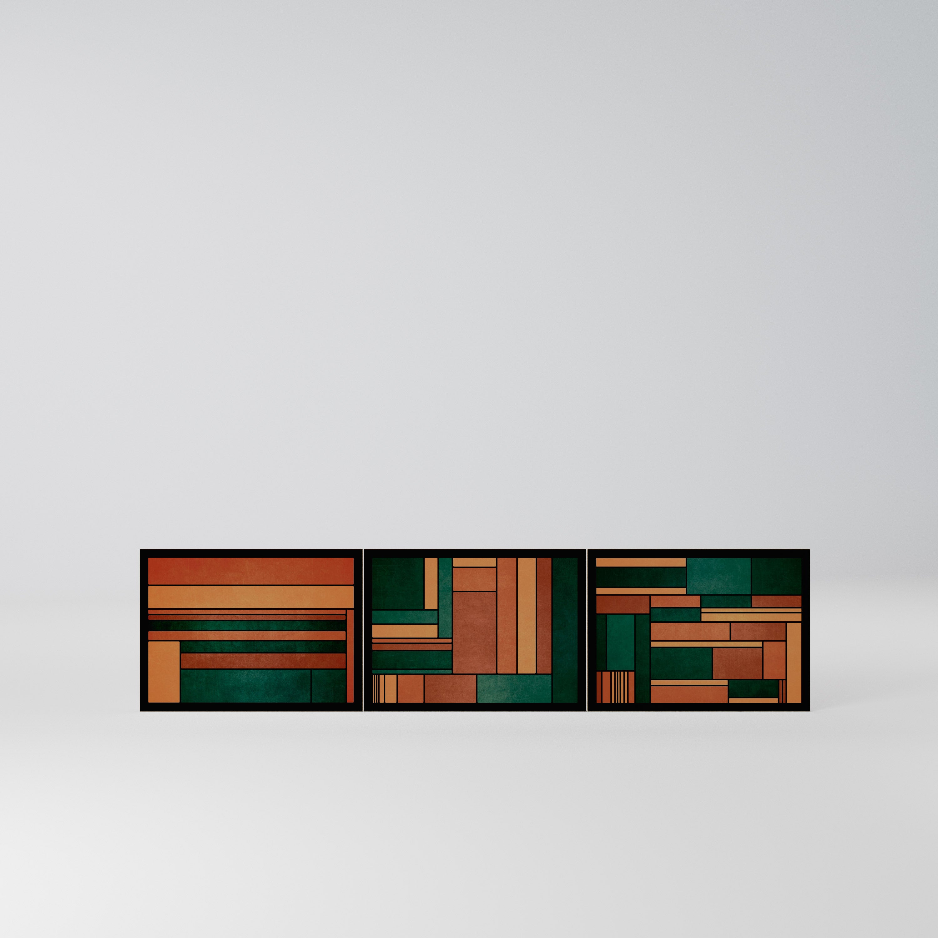 EARTHY FIGURES Komplet 3 frontów do szafki RTV 3-drzwiowej