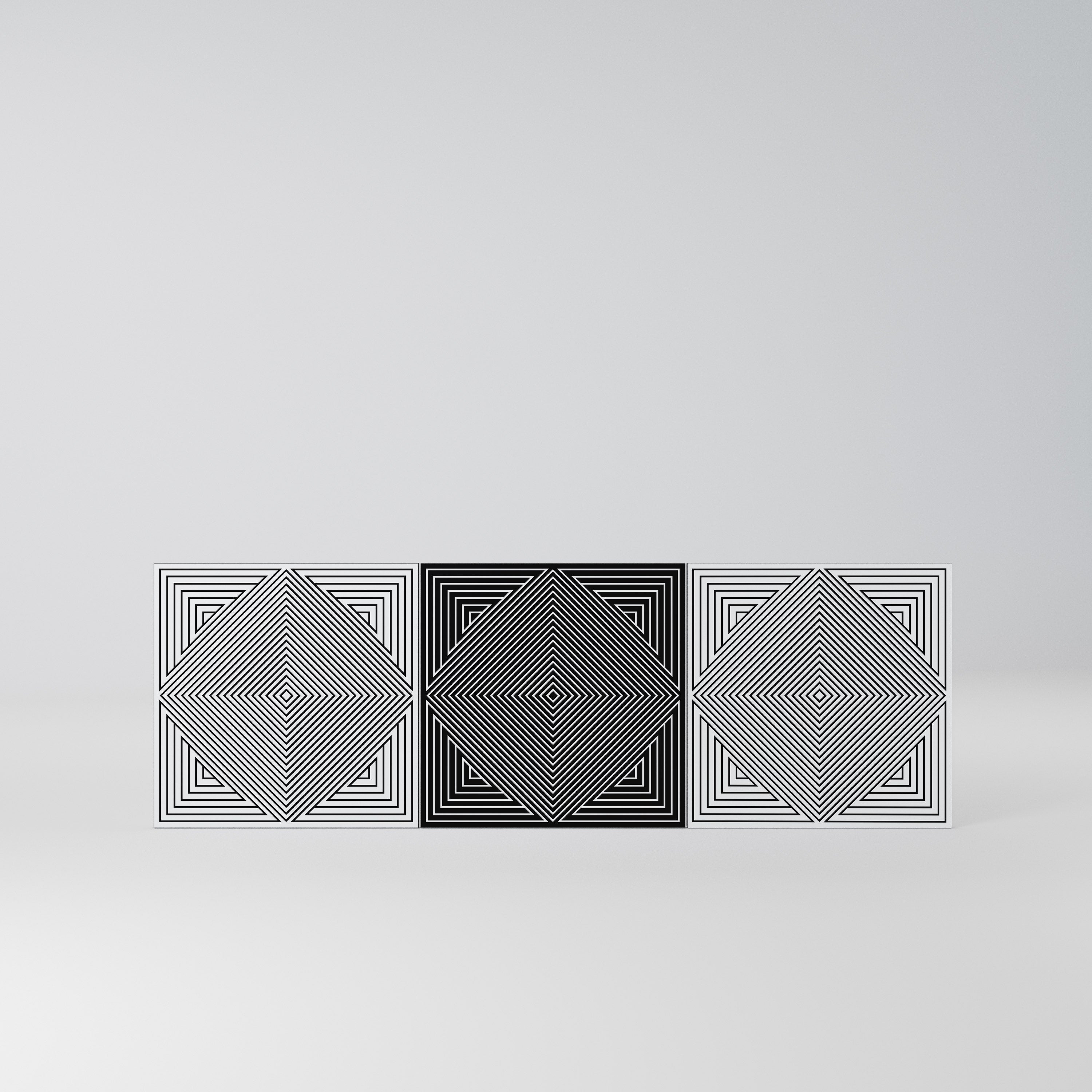 POLYGON ILLUSION Komplet 3 frontów do komody 3-drzwiowej