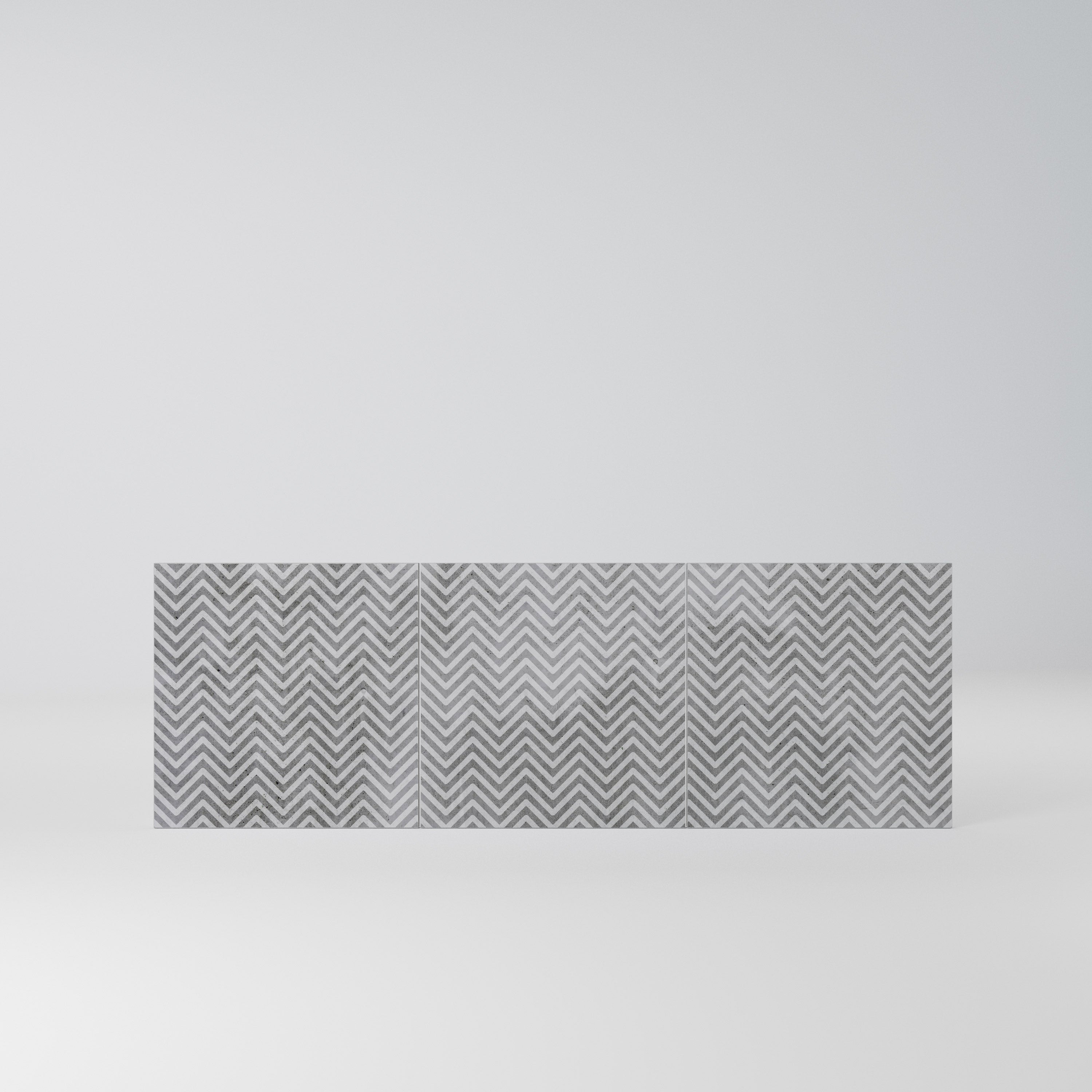CONCRETE ZIG ZAG Komplet 3 frontów do komody 3-drzwiowej