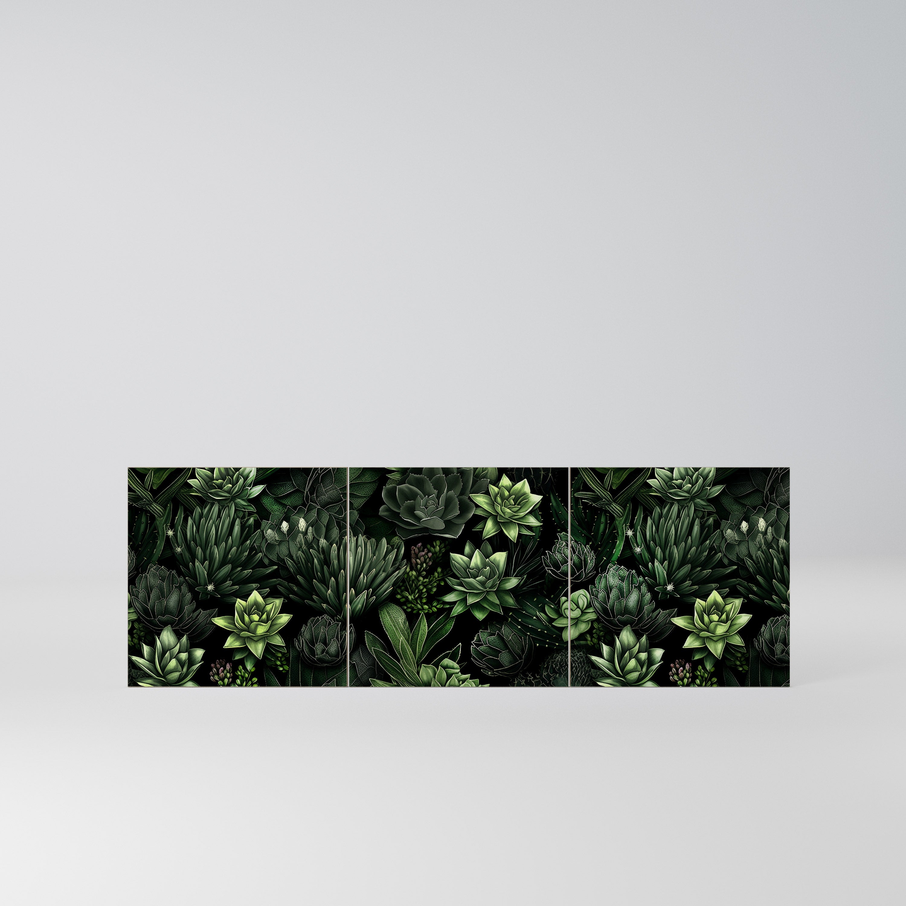 SUCCULENT JUNGLE Komplet 3 frontów do komody 3-drzwiowej