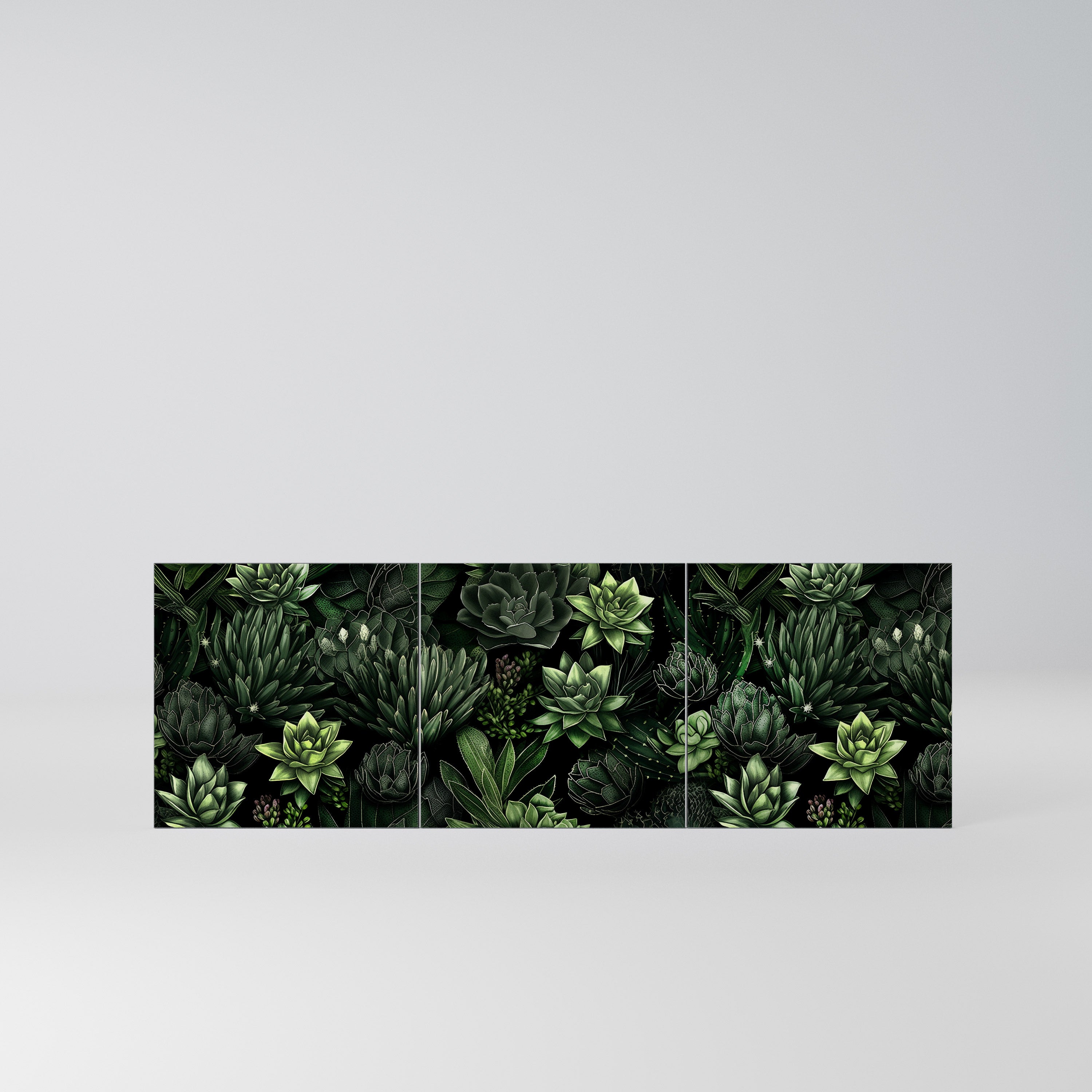 SUCCULENT JUNGLE Komplet 3 frontów do komody 3-drzwiowej
