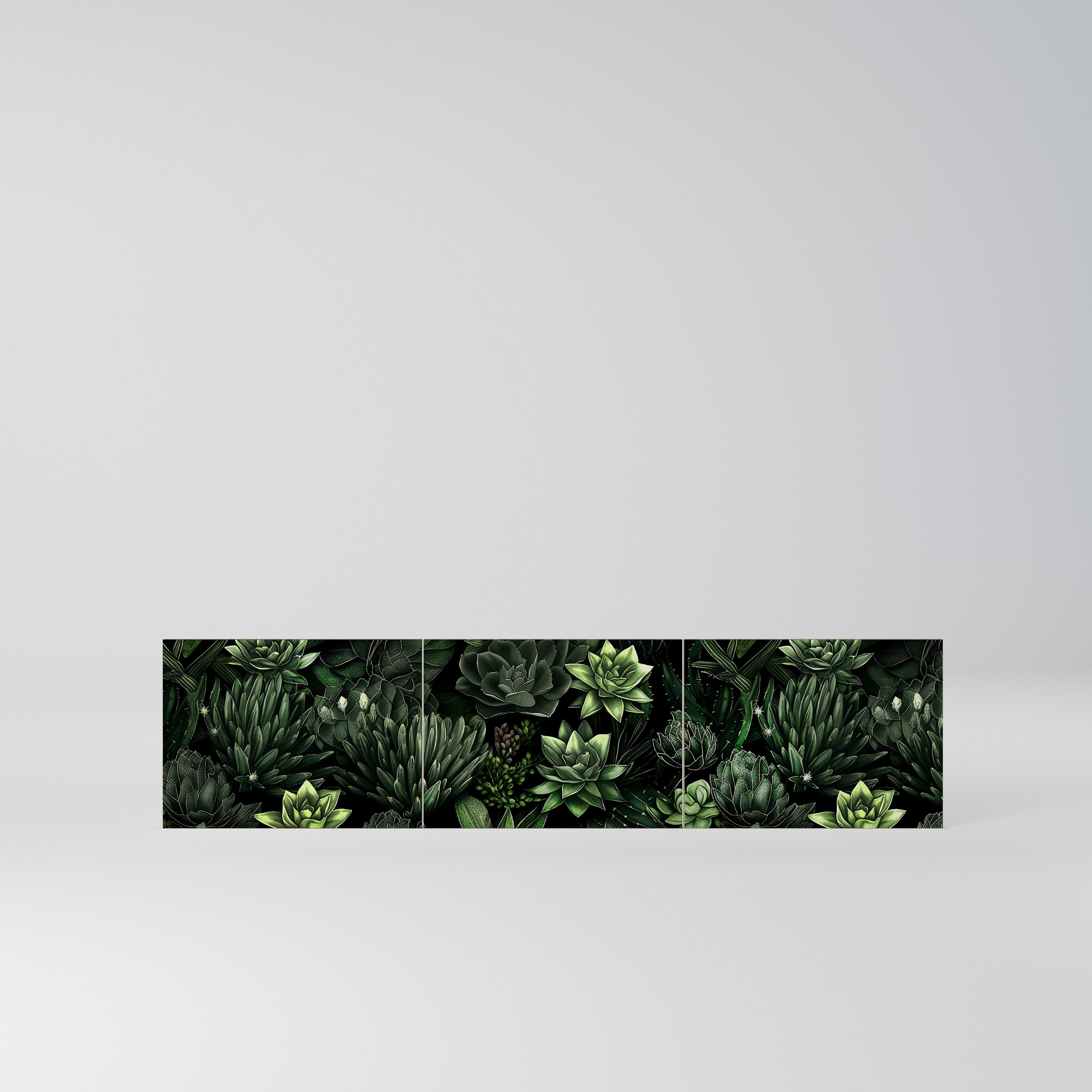 SUCCULENT JUNGLE Komplet 3 frontów do szafki RTV 3-drzwiowej