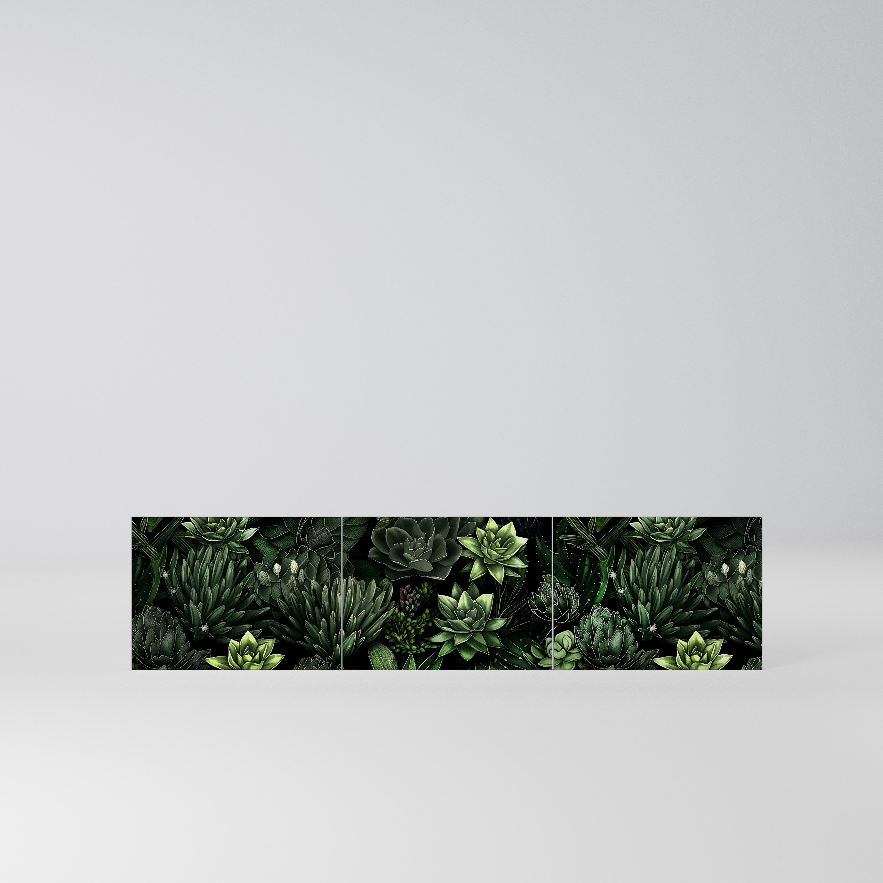 SUCCULENT JUNGLE Komplet 3 frontów do szafki RTV 3-drzwiowej