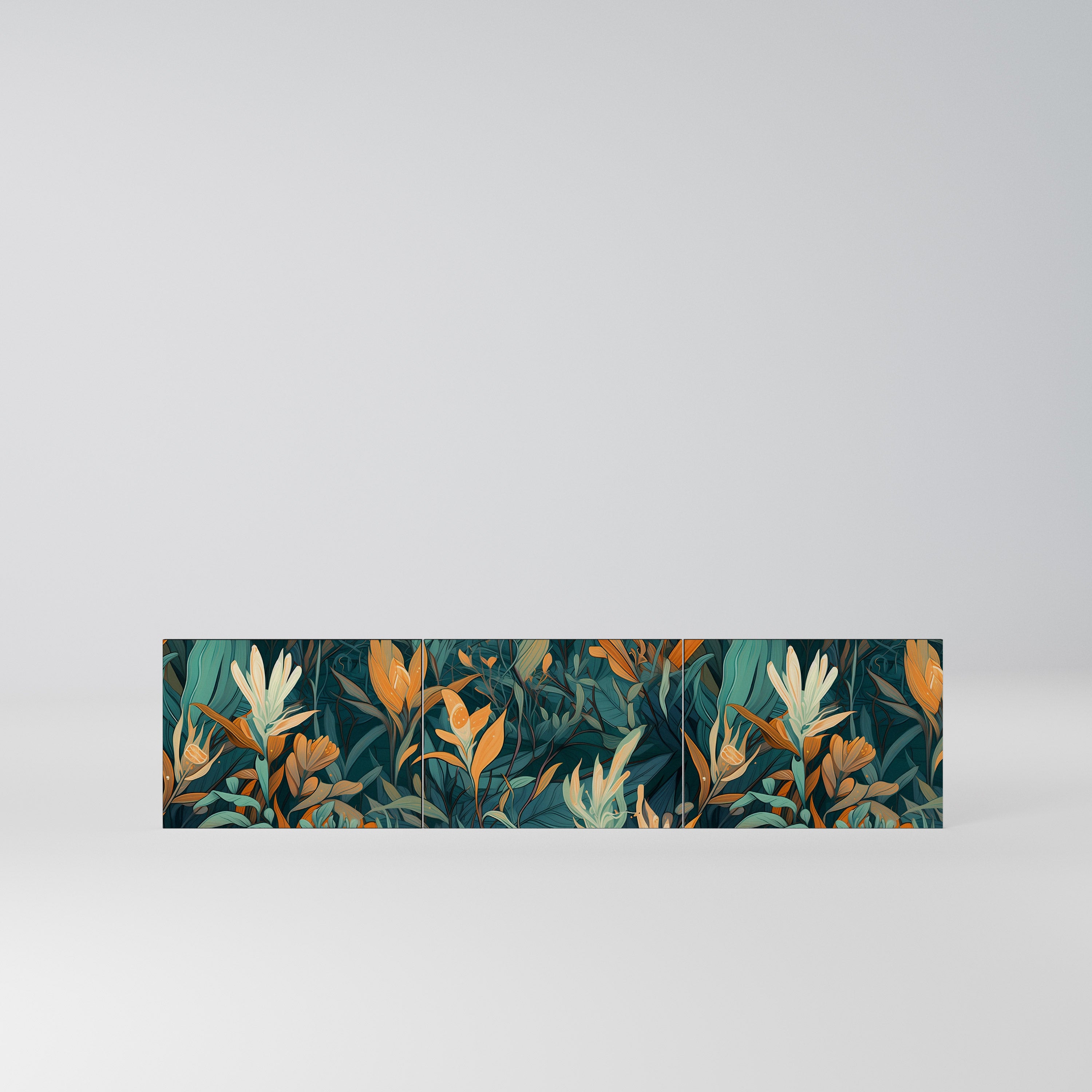 FLORAL SERENITY Komplet 3 frontów do szafki RTV 3-drzwiowej
