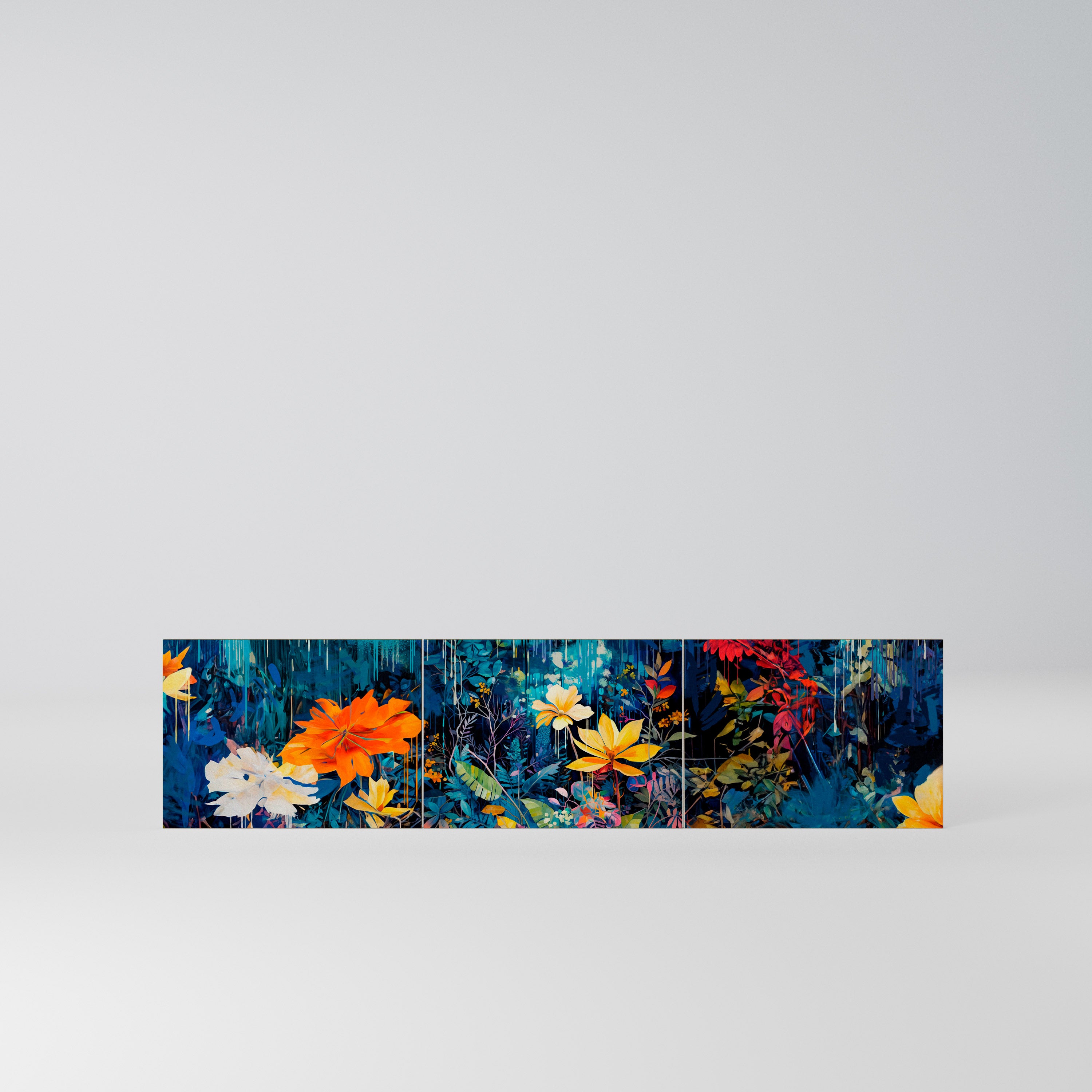 MIDNIGHT BLOSSOM Komplet 3 frontów do szafki RTV 3-drzwiowej