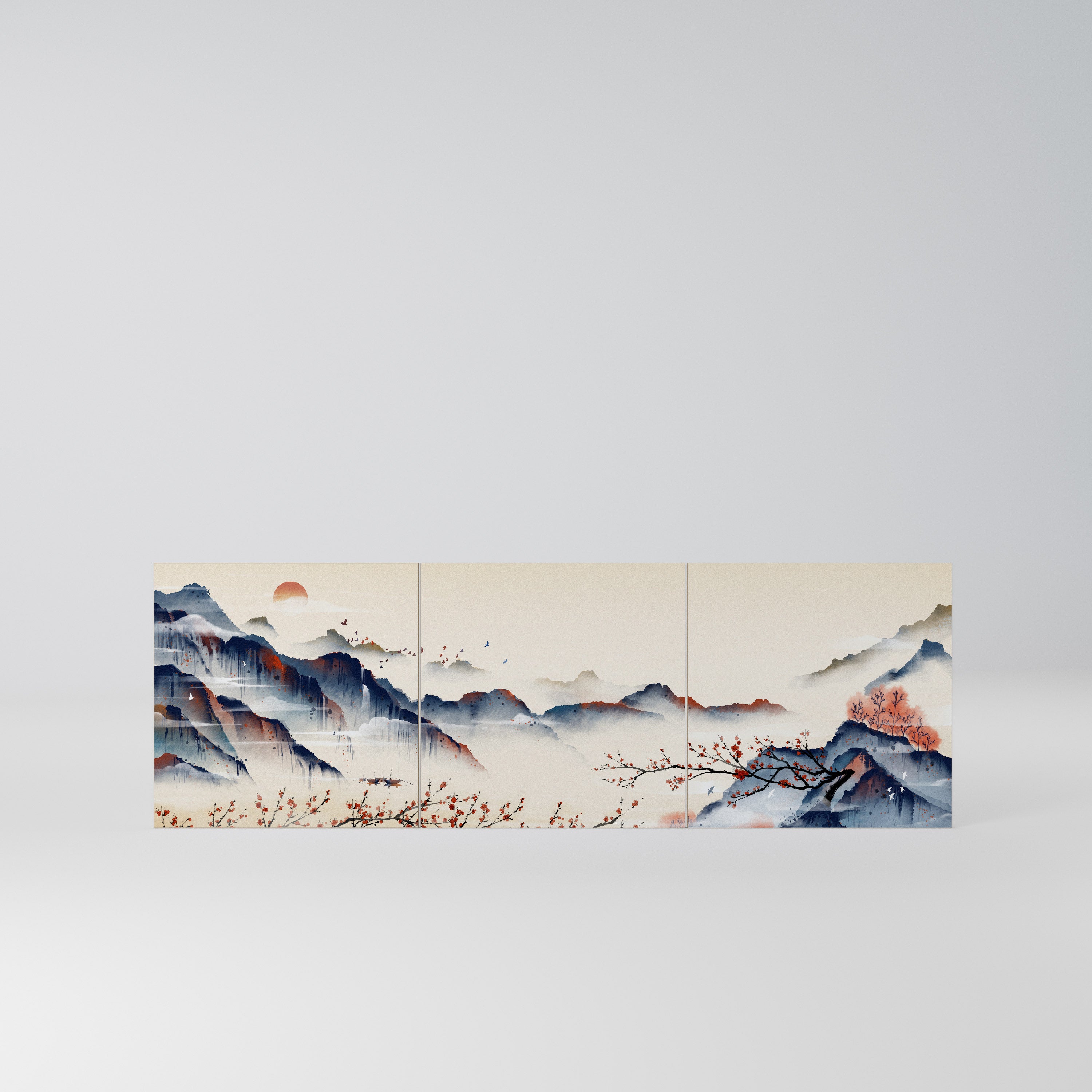 JAPANESE LANDSCAPE Komplet 3 frontów do komody 3-drzwiowej